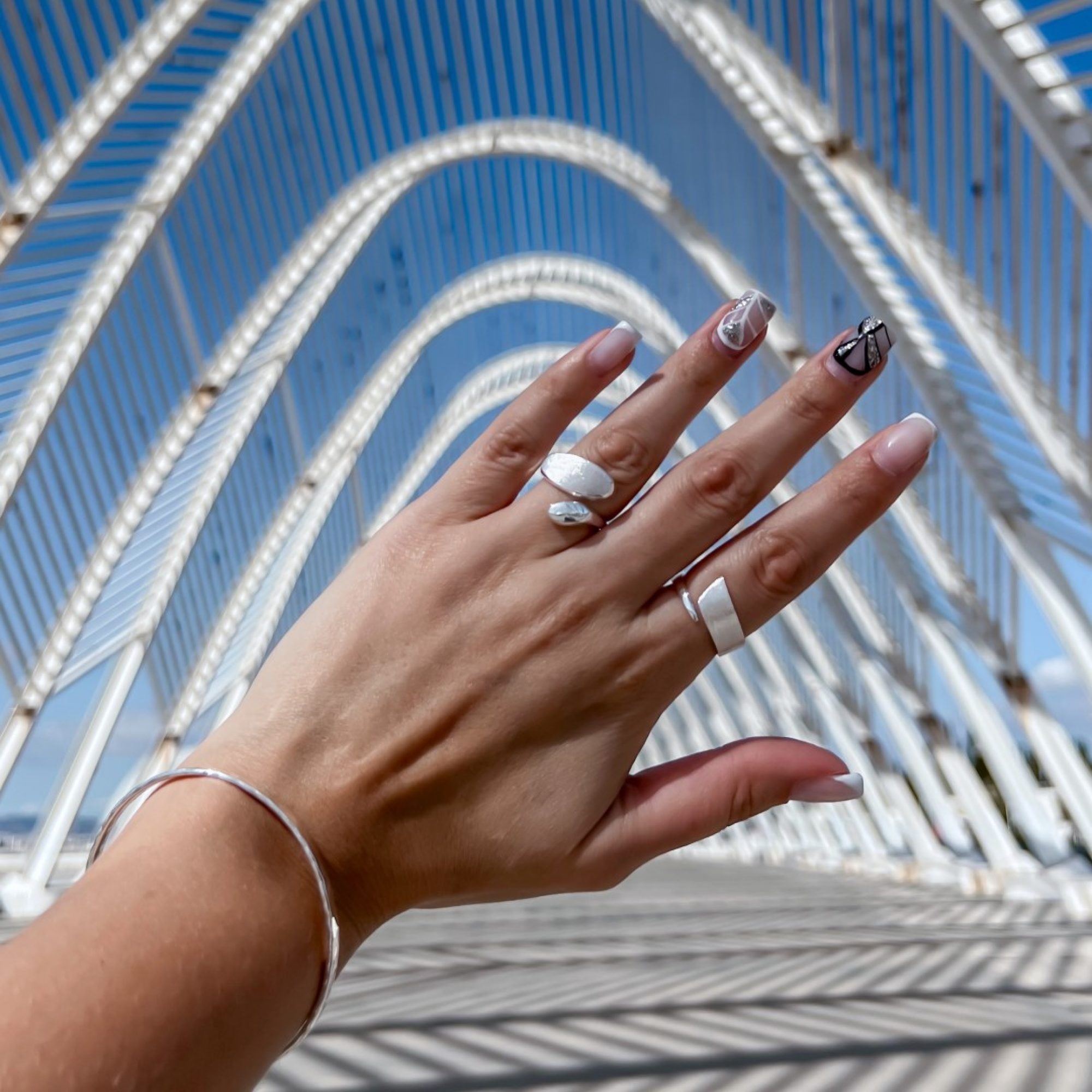 Silver polished-mat ring