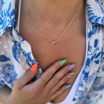 Gold plated necklace with coloured stones