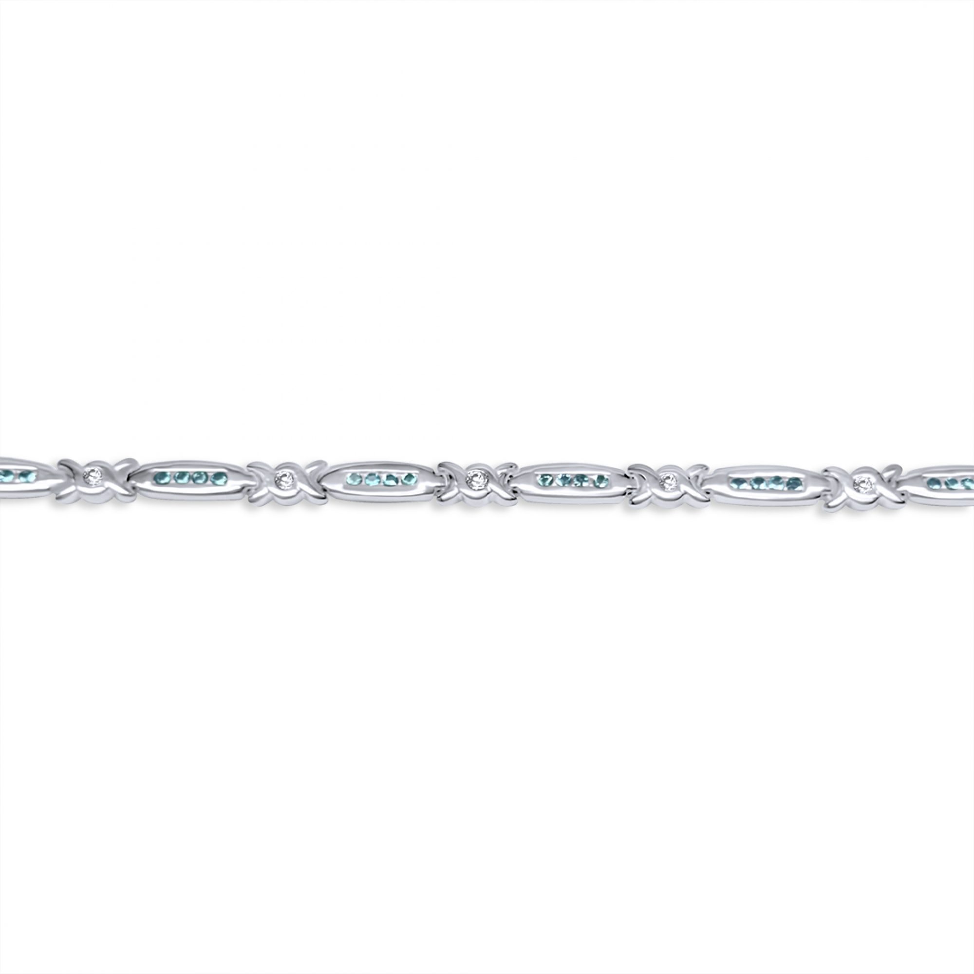 Tennis bracelet with aquamarine stones