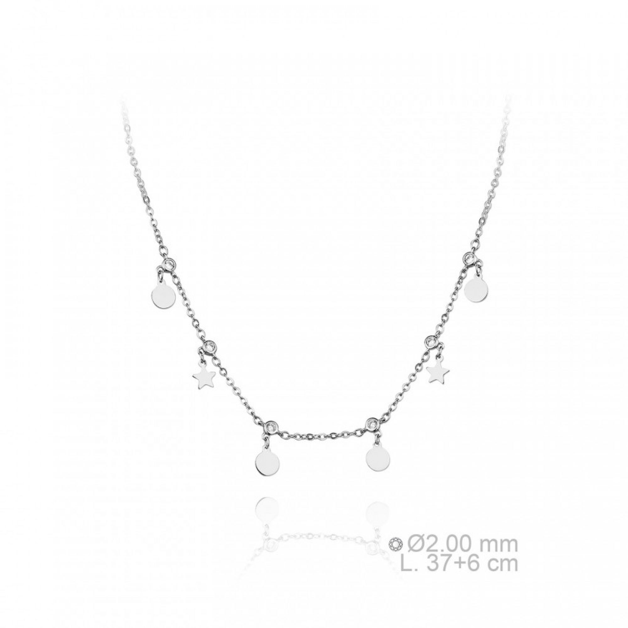 Silver dangle necklace with zircon stones