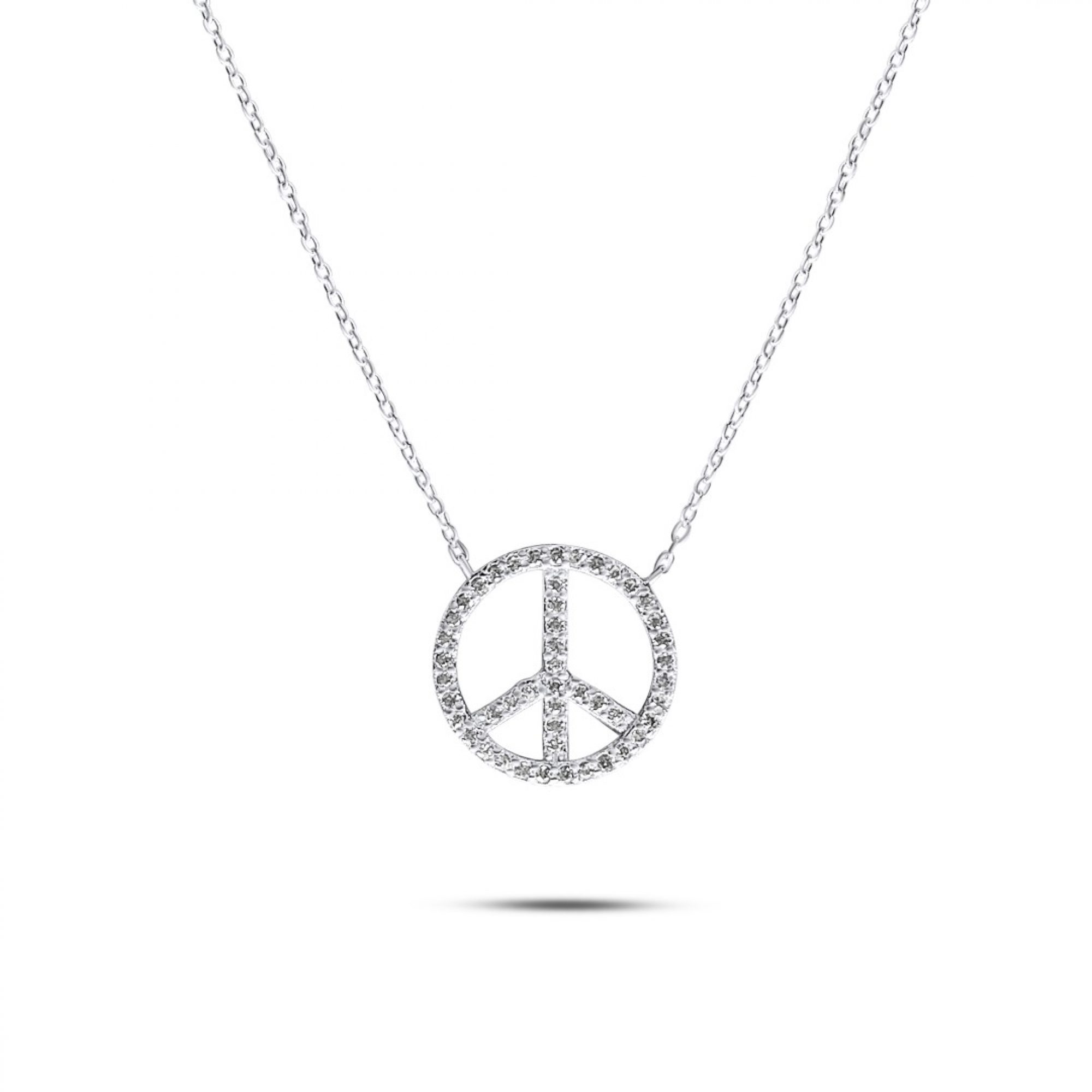 Peace sign necklace with zircon stones