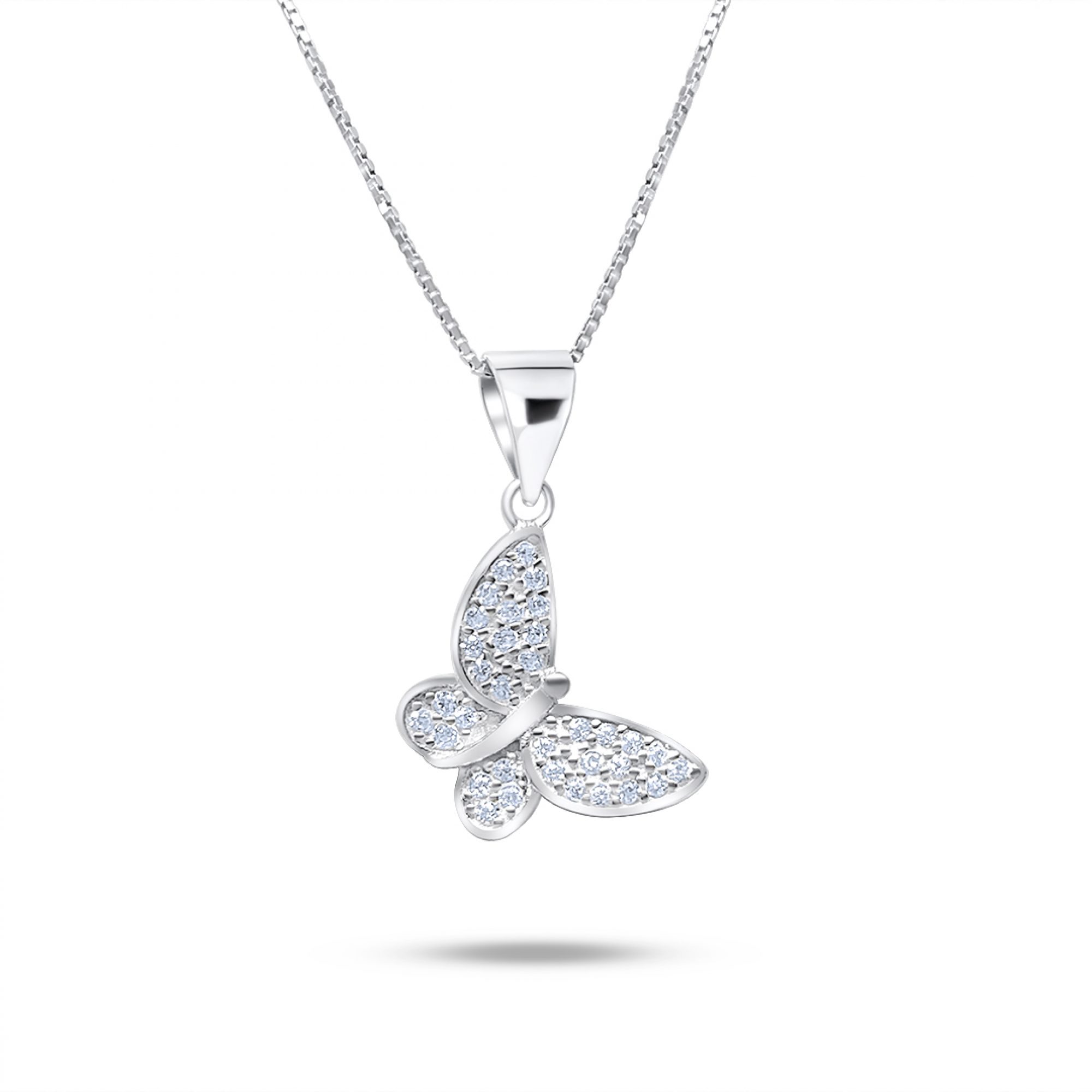 Butterfly necklace with zircon stones