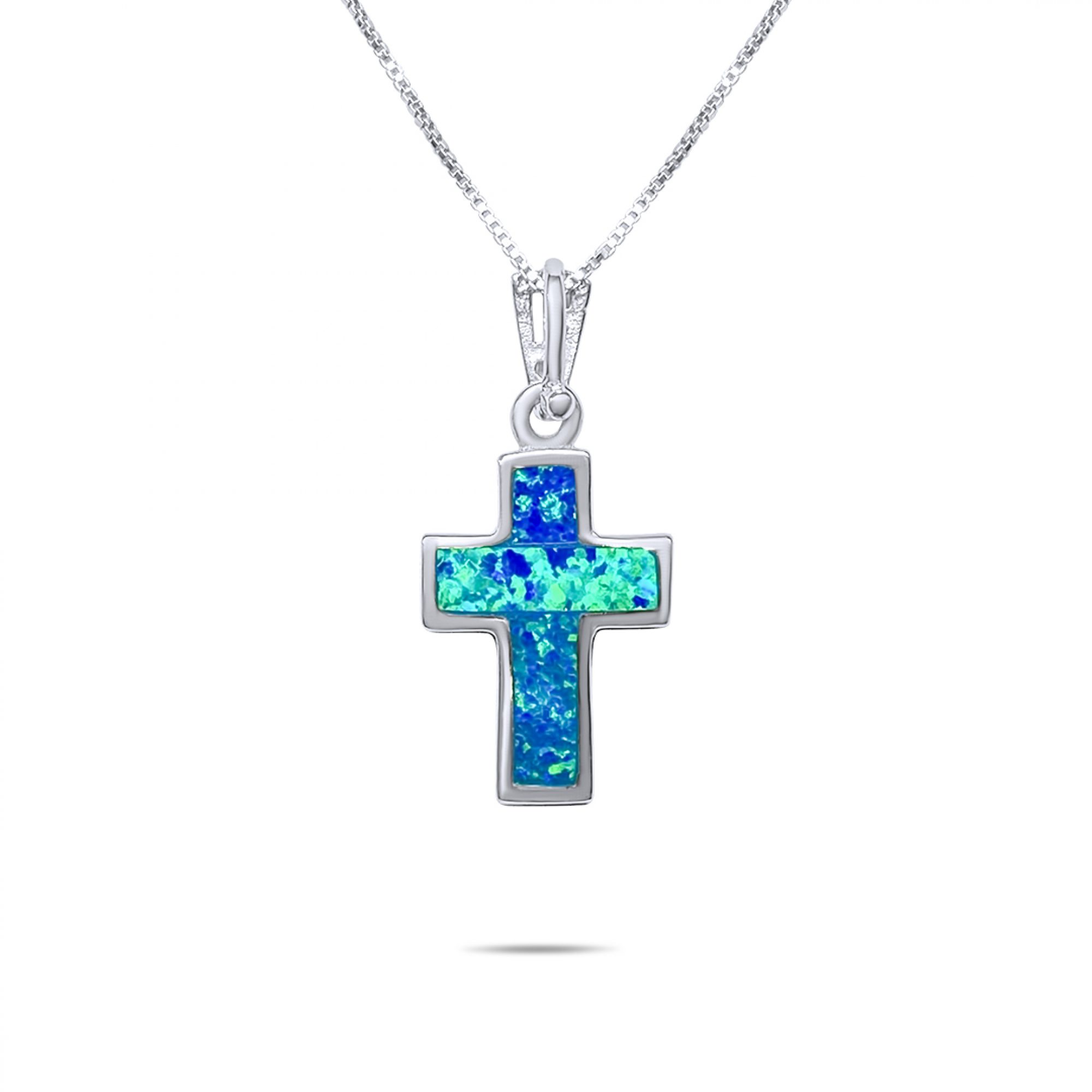 Opal cross pendant double sided