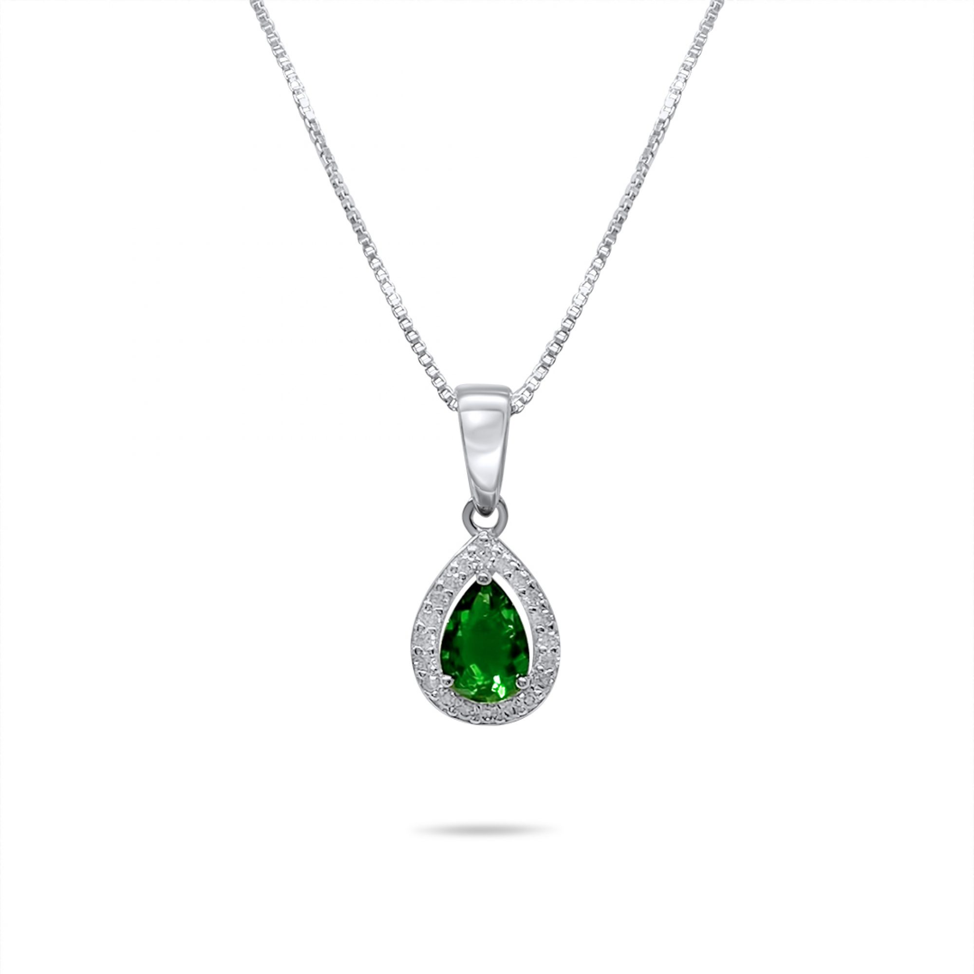 Necklace with emerald and zircon stones