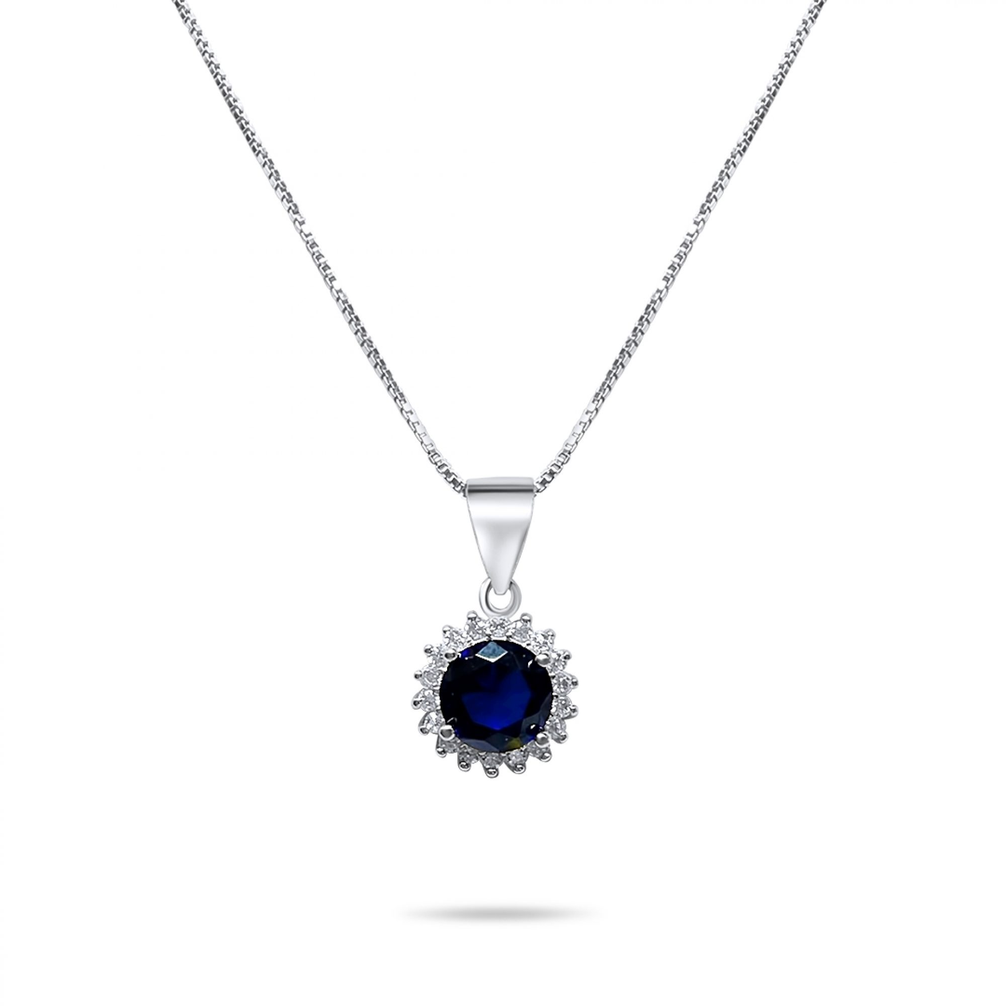 Necklace with sapphire and zircon stones