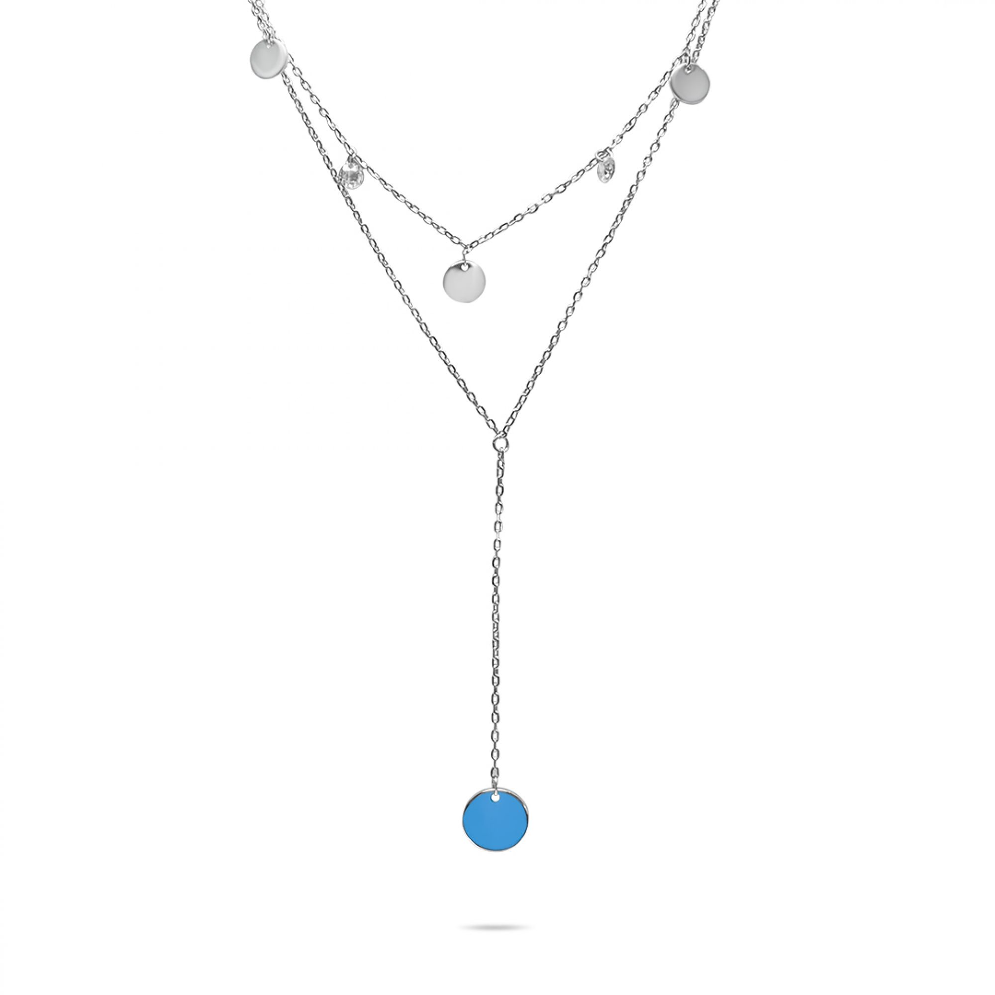 Double Y-style silver necklace with zircon stones