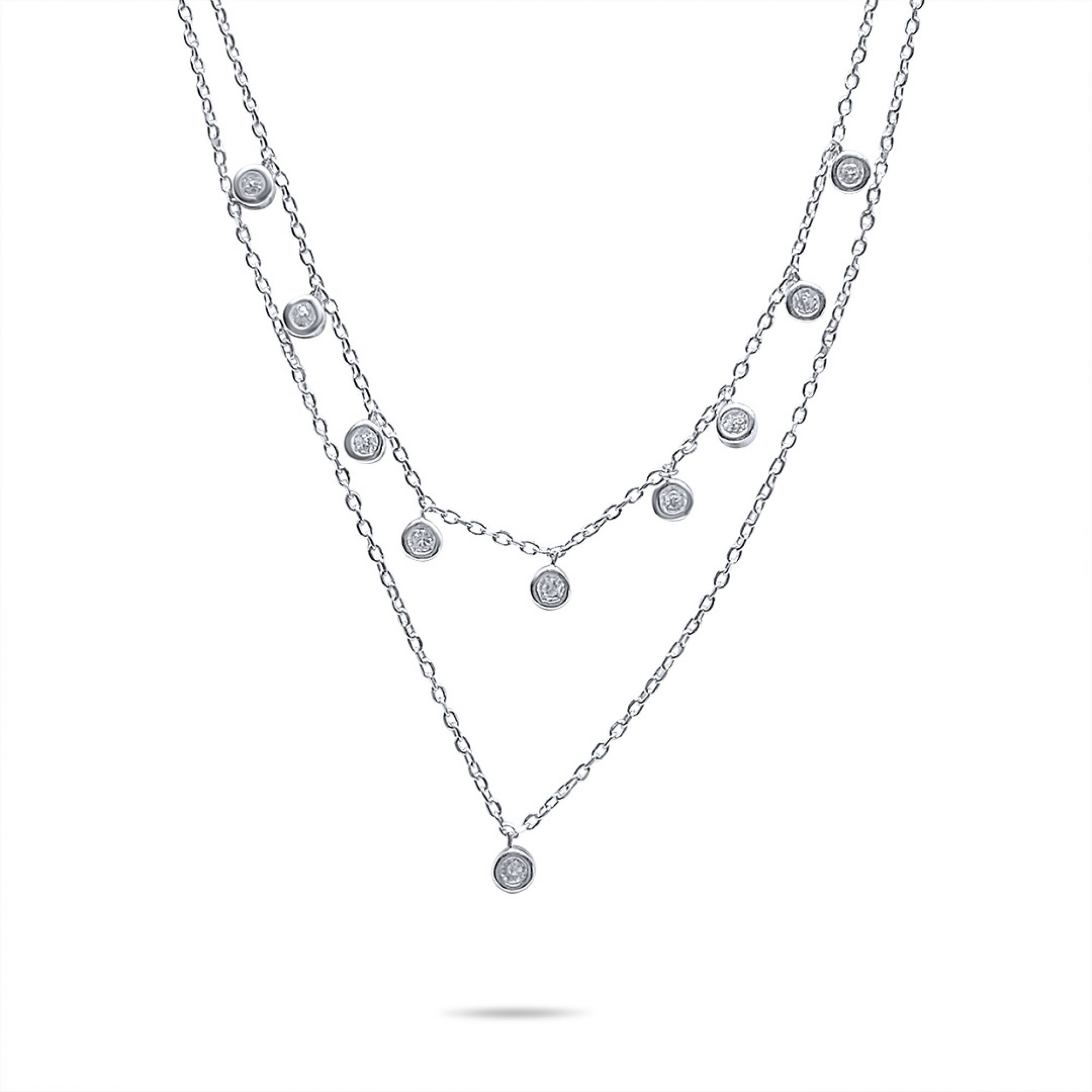 Double necklace with zircon stones