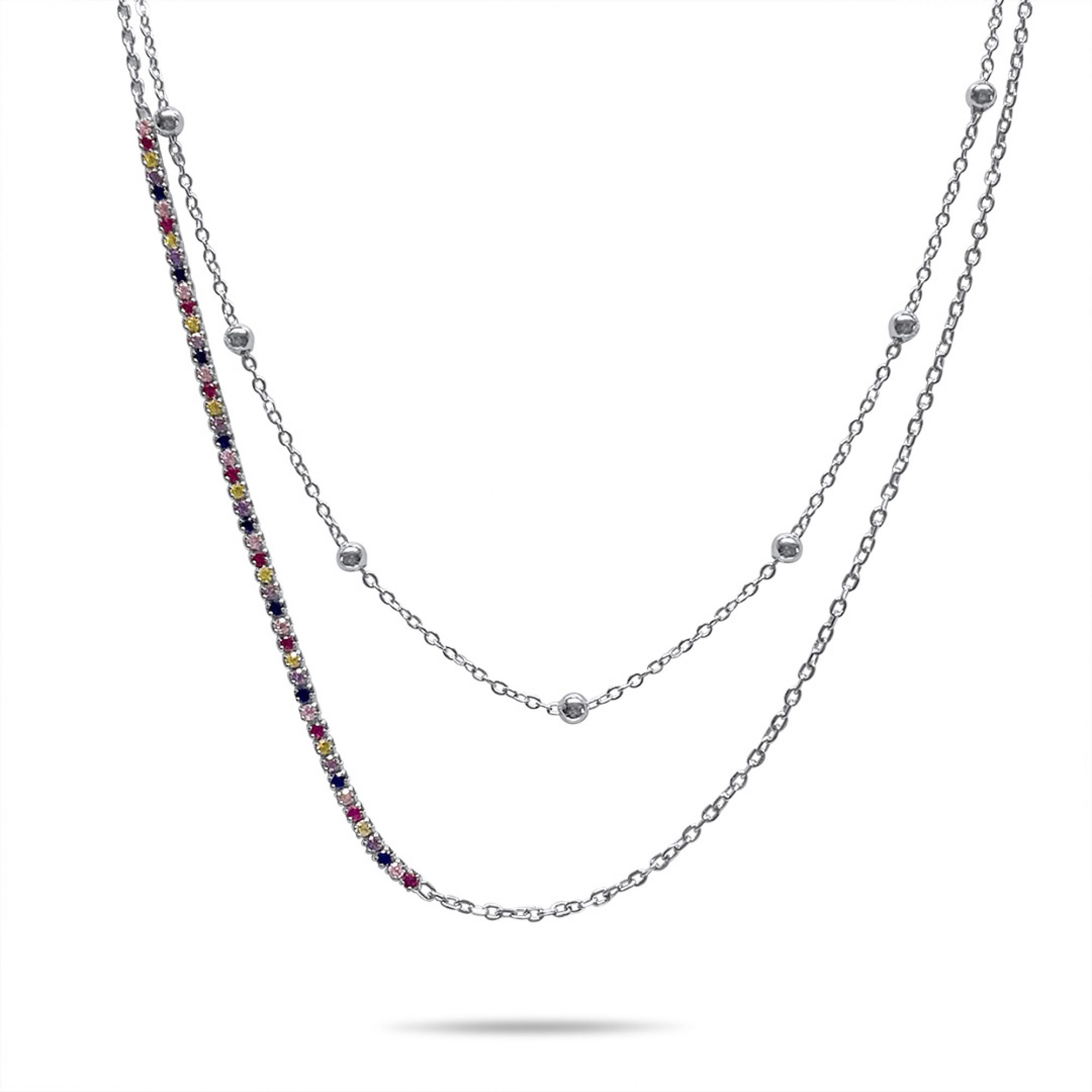 Double necklace with zircon stones