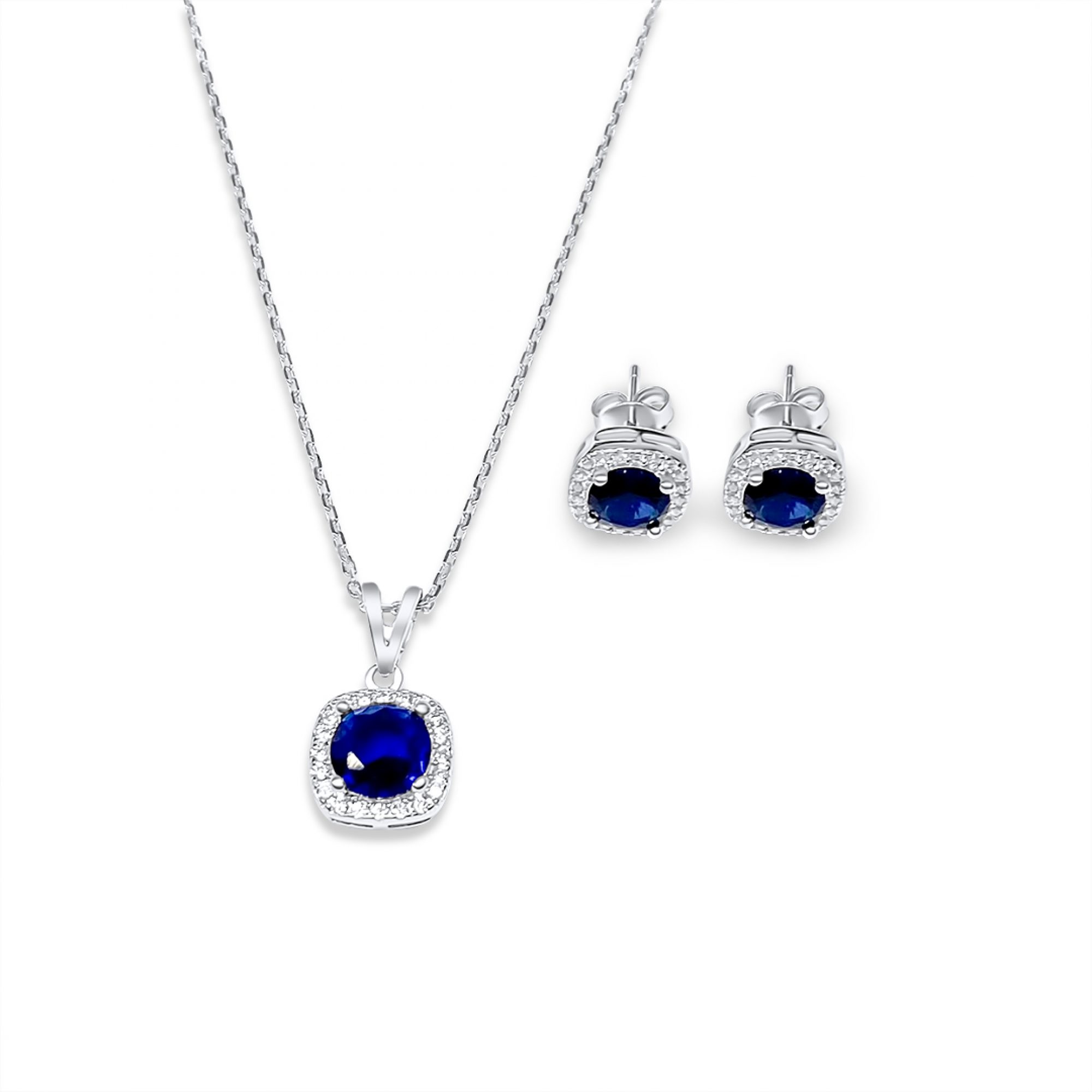 Set with sapphire and zircon stones