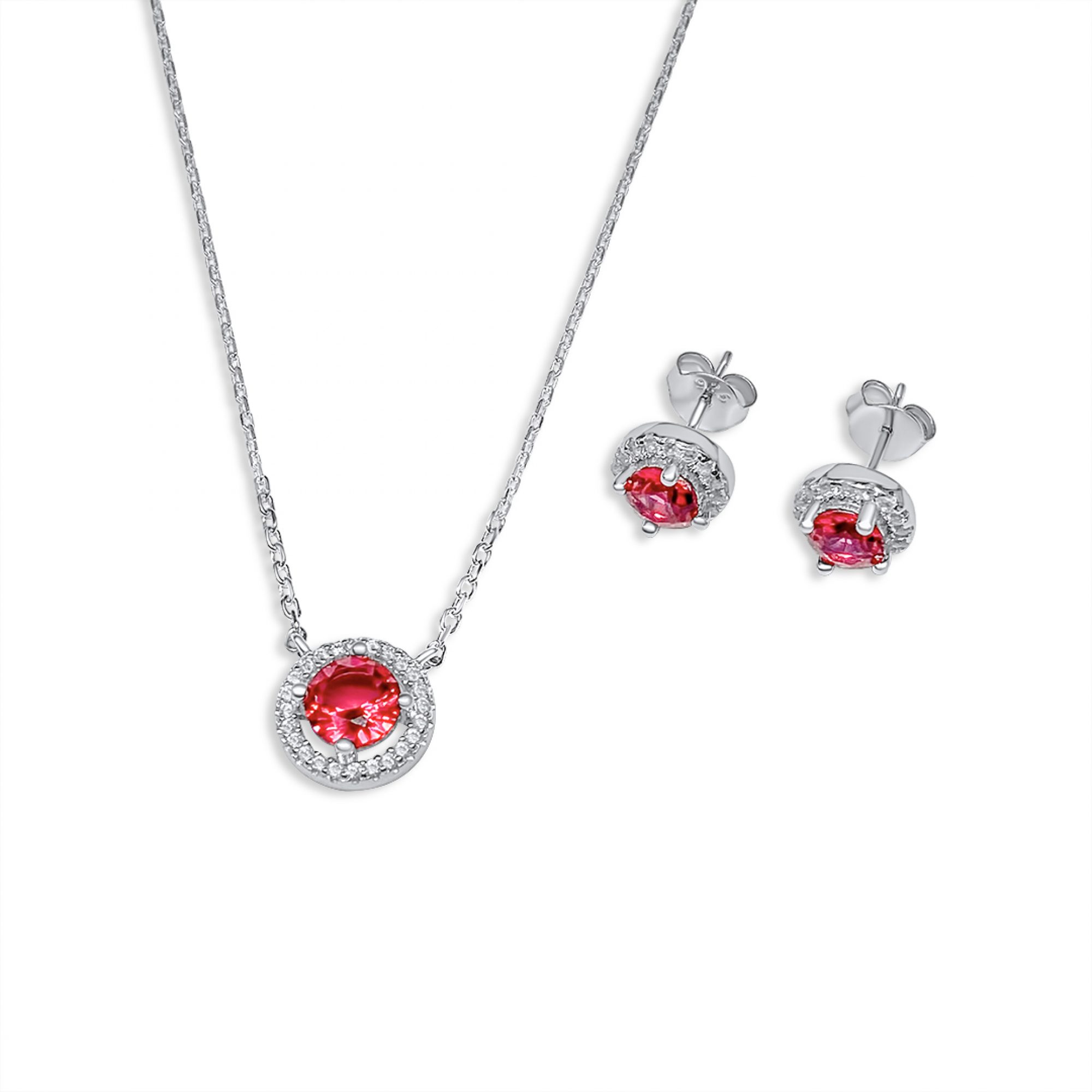 Set with ruby and zircon stones