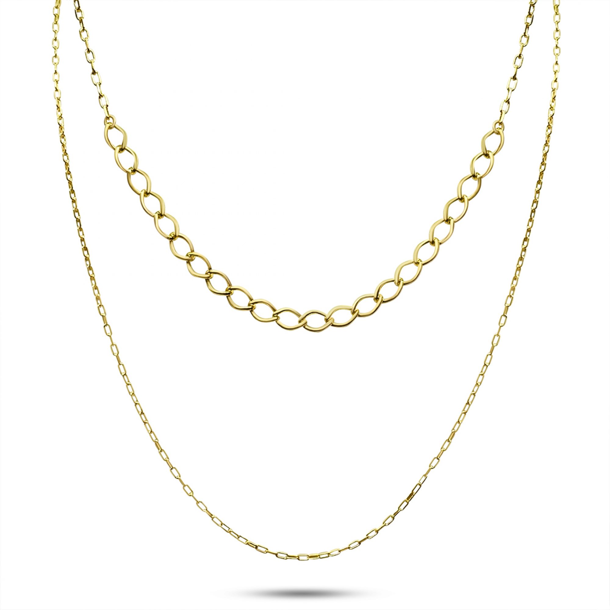 Double gold plated chain necklace