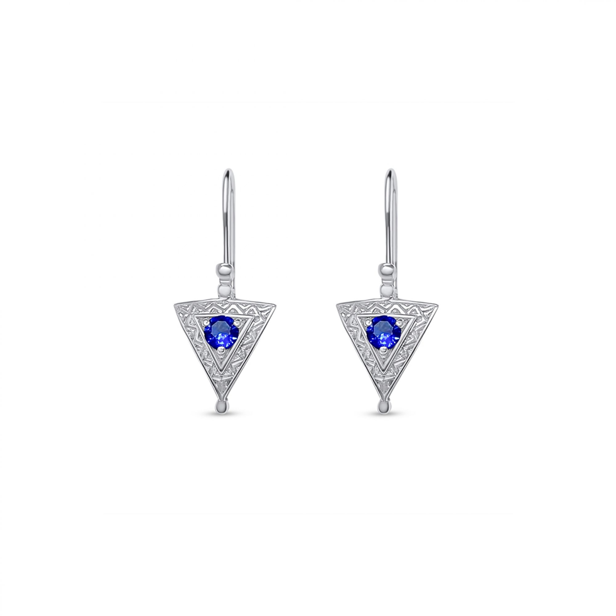 Oxidised earrings with sapphire stones