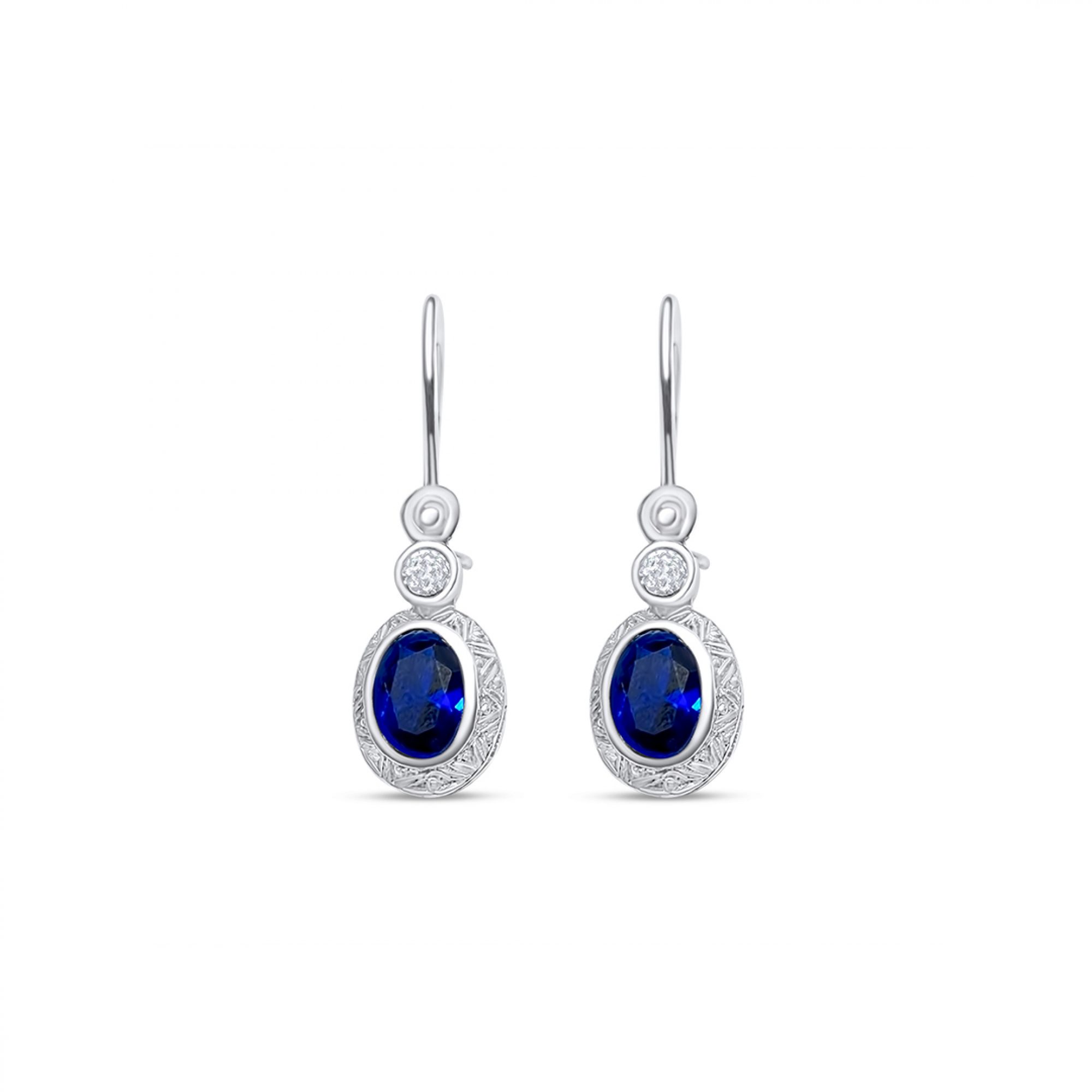 Oxidised earrings with sapphire and zircon stones