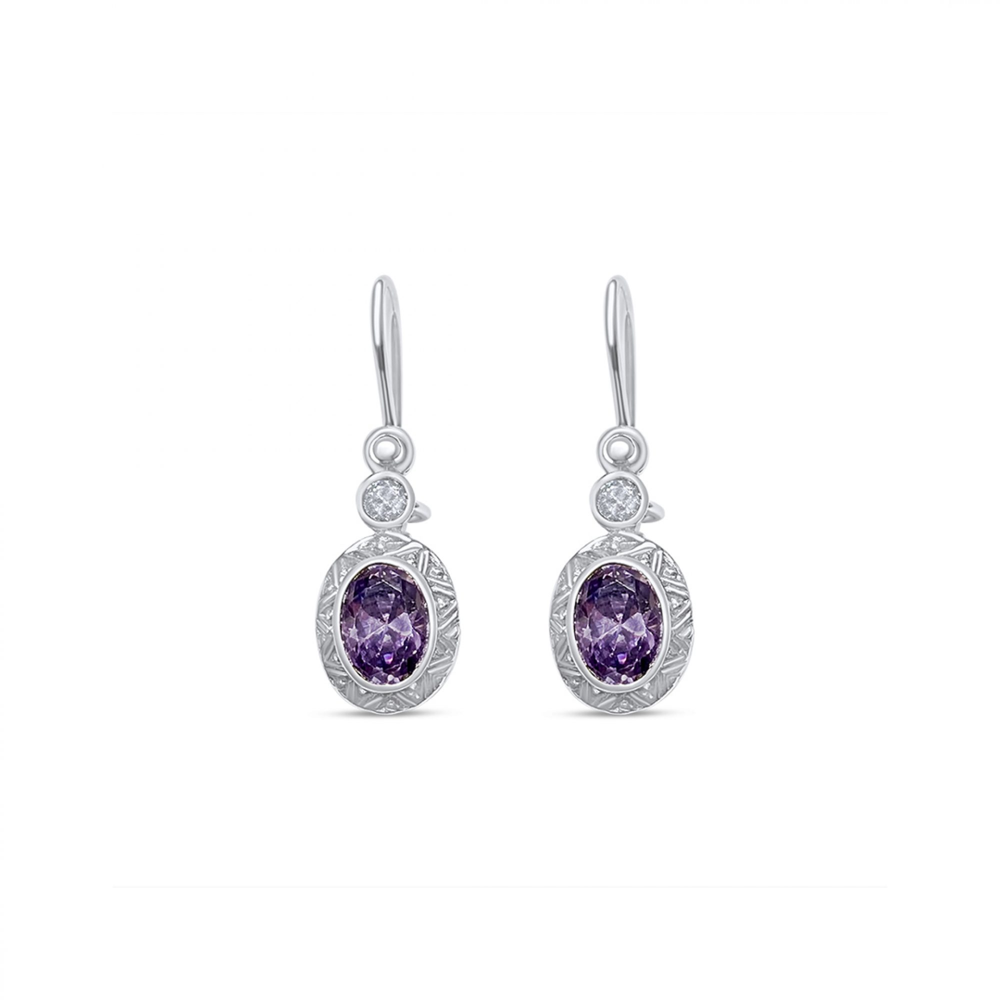 Oxidised earrings with amethyst and zircon stones