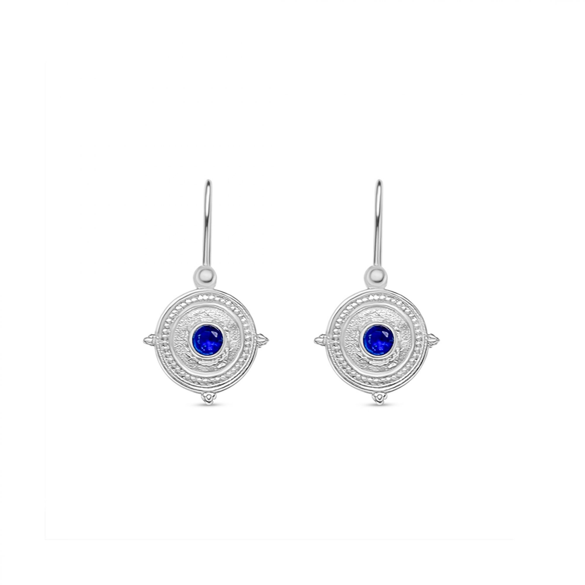 Oxidised earrings with sapphire stones