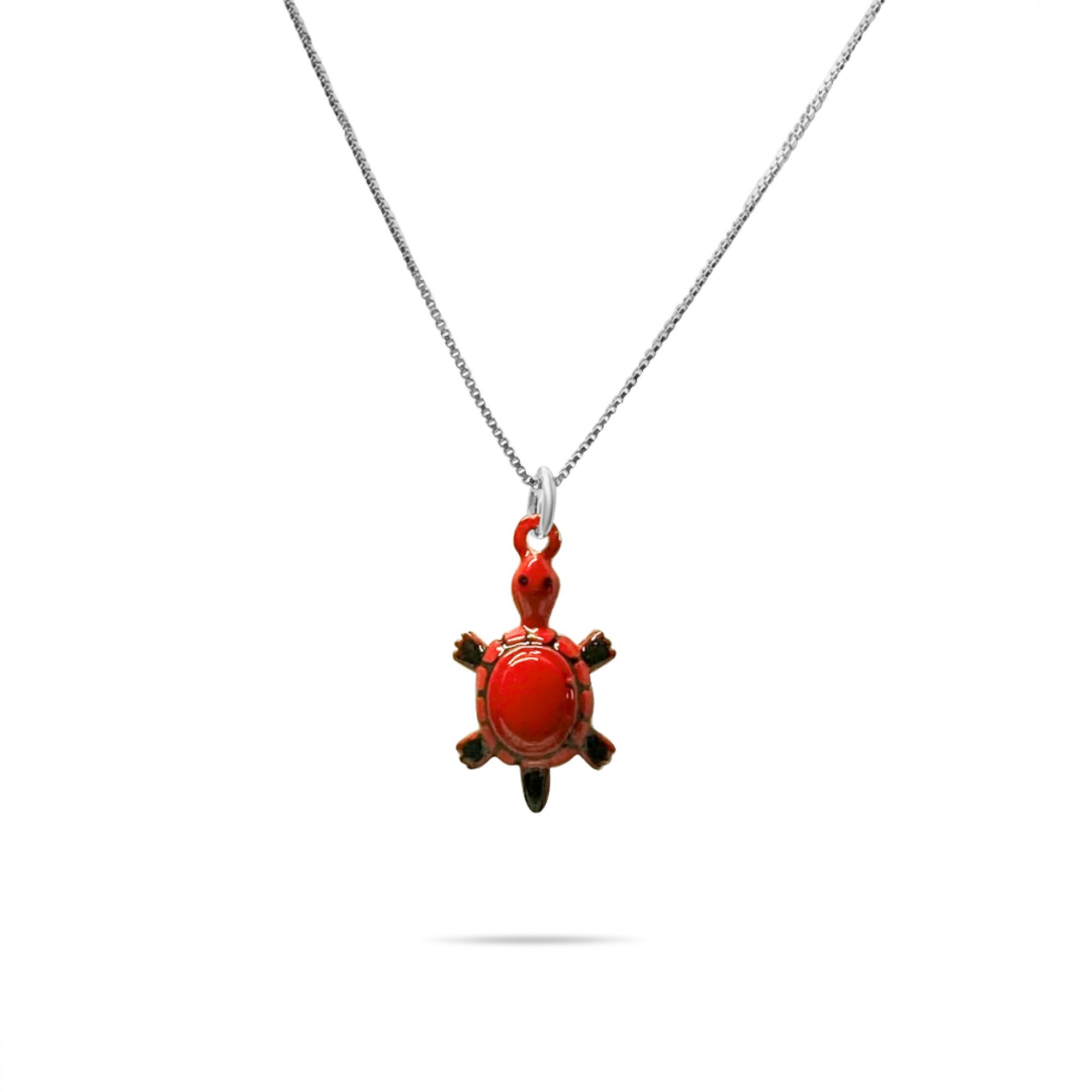 Turtle necklace with enamel