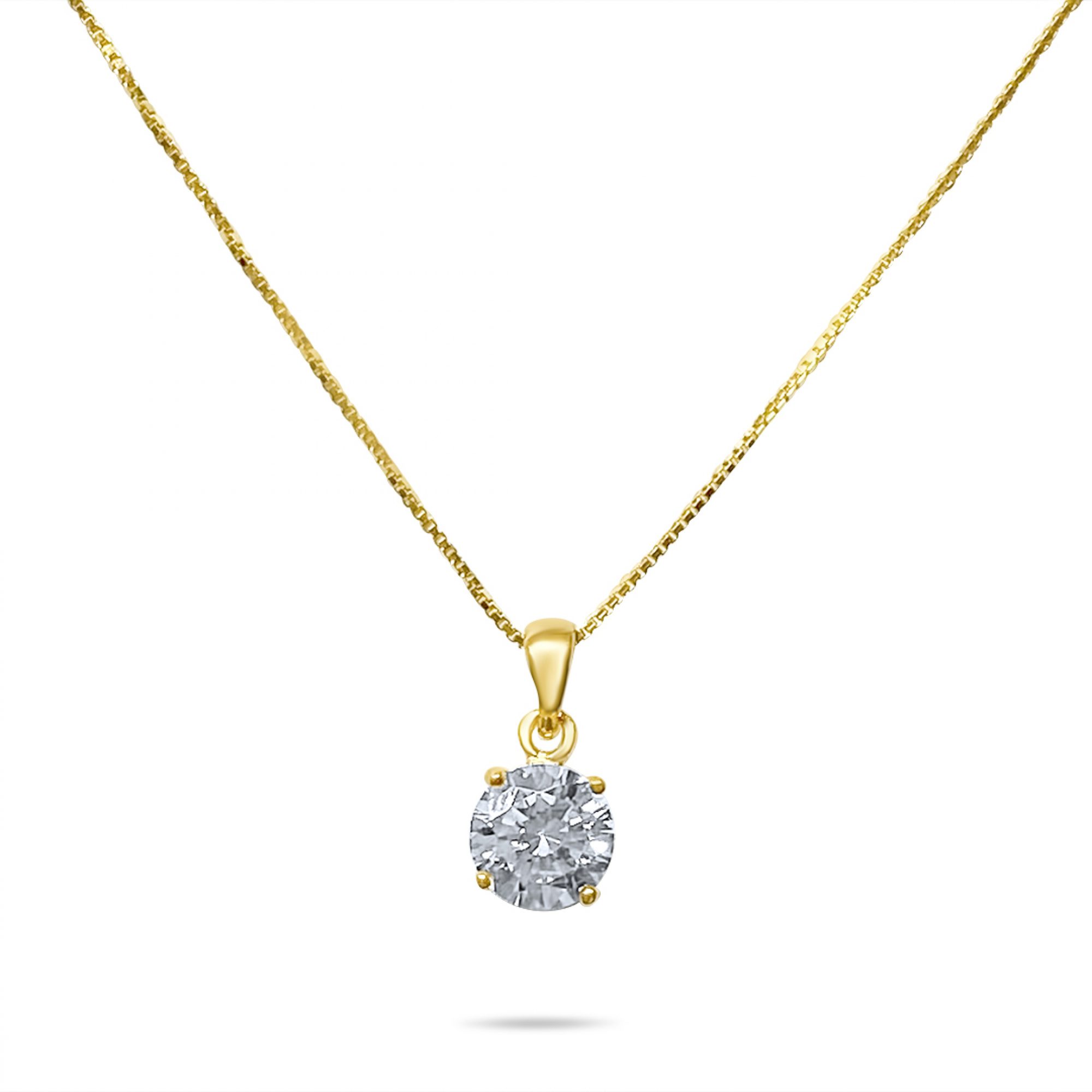 Gold plated single zircon necklace