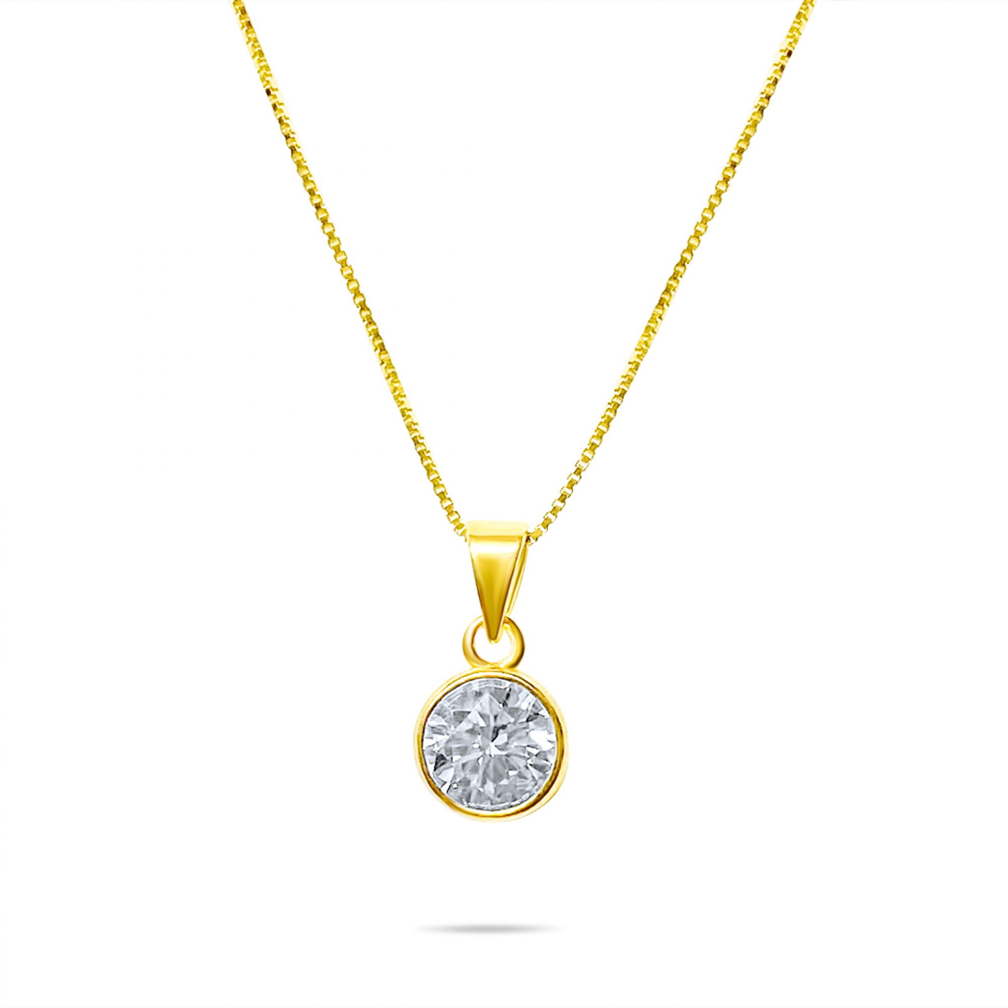 Gold plated single zircon necklace