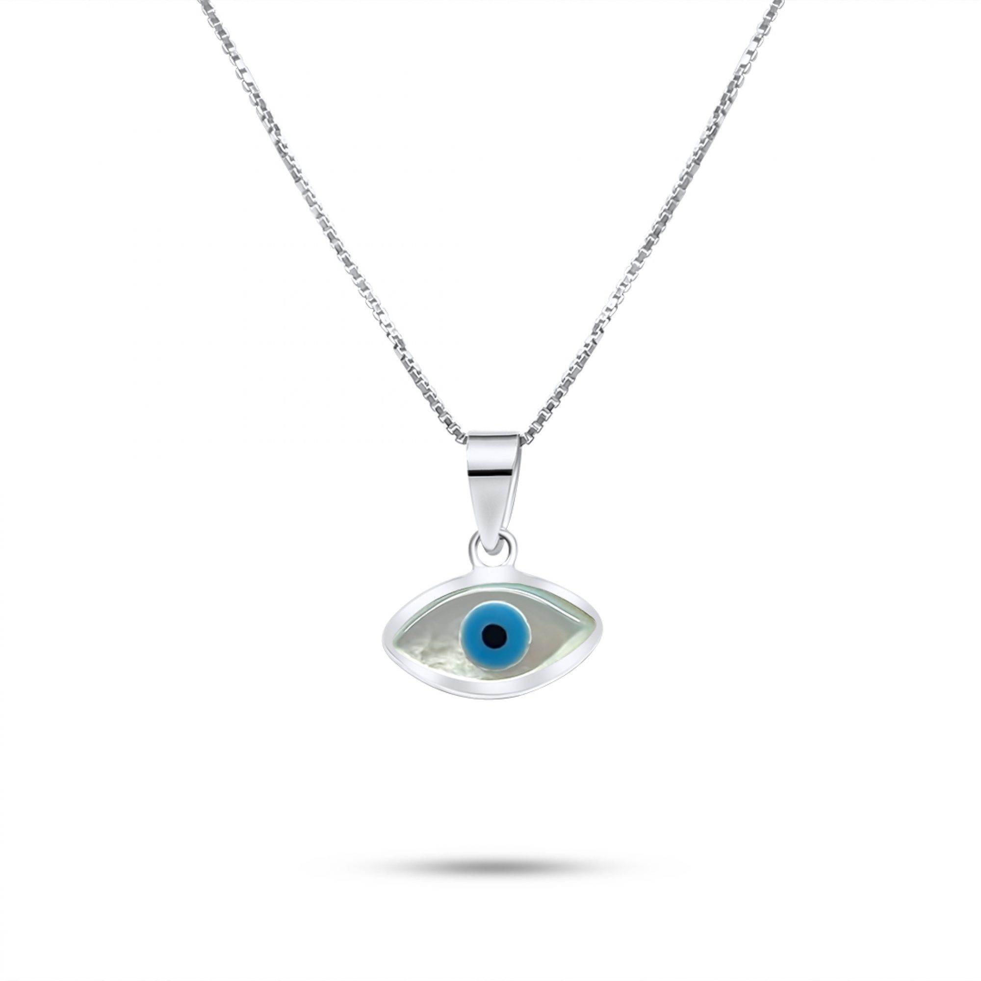 Eye pendant necklace with mother of pearl