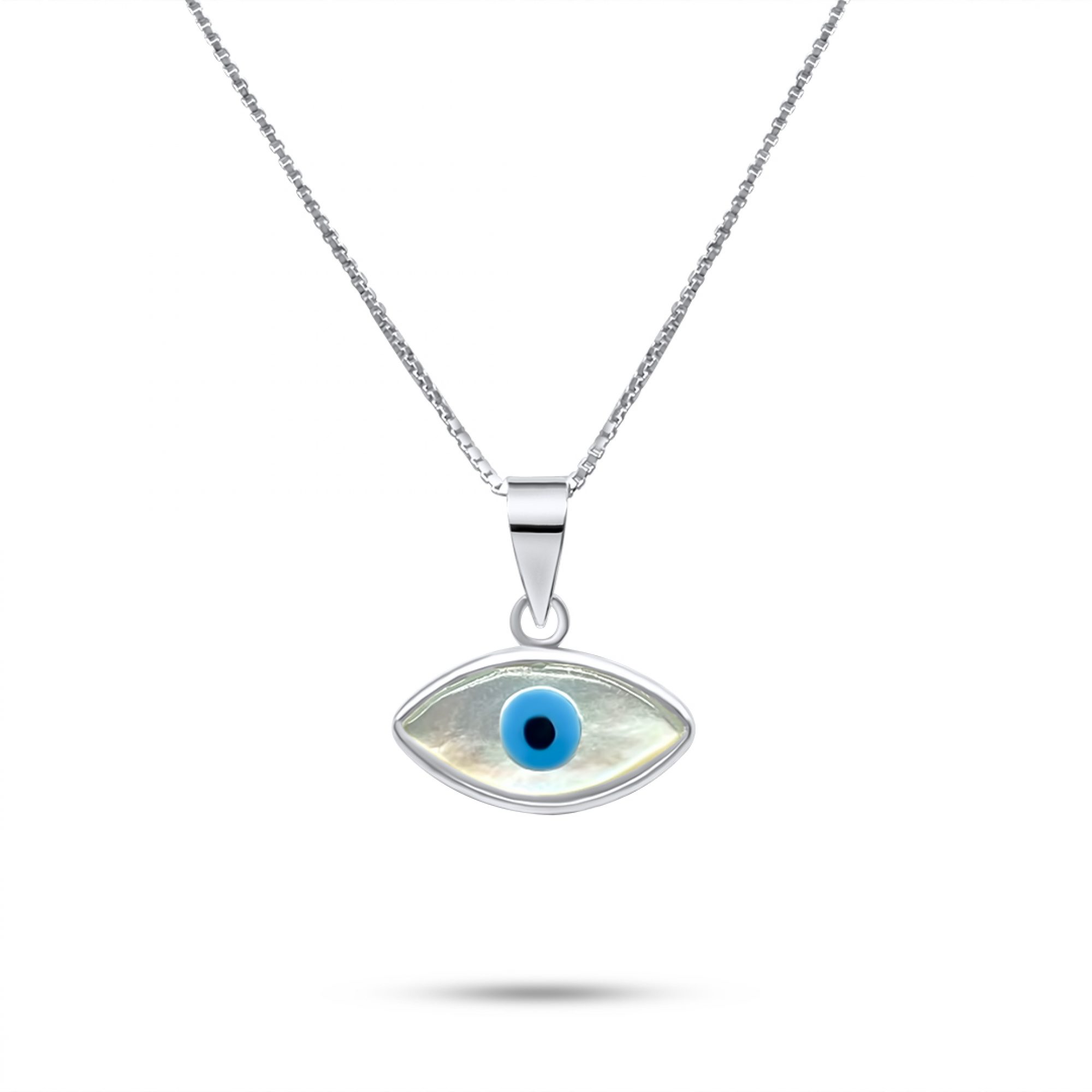 Eye pendant necklace with mother of pearl