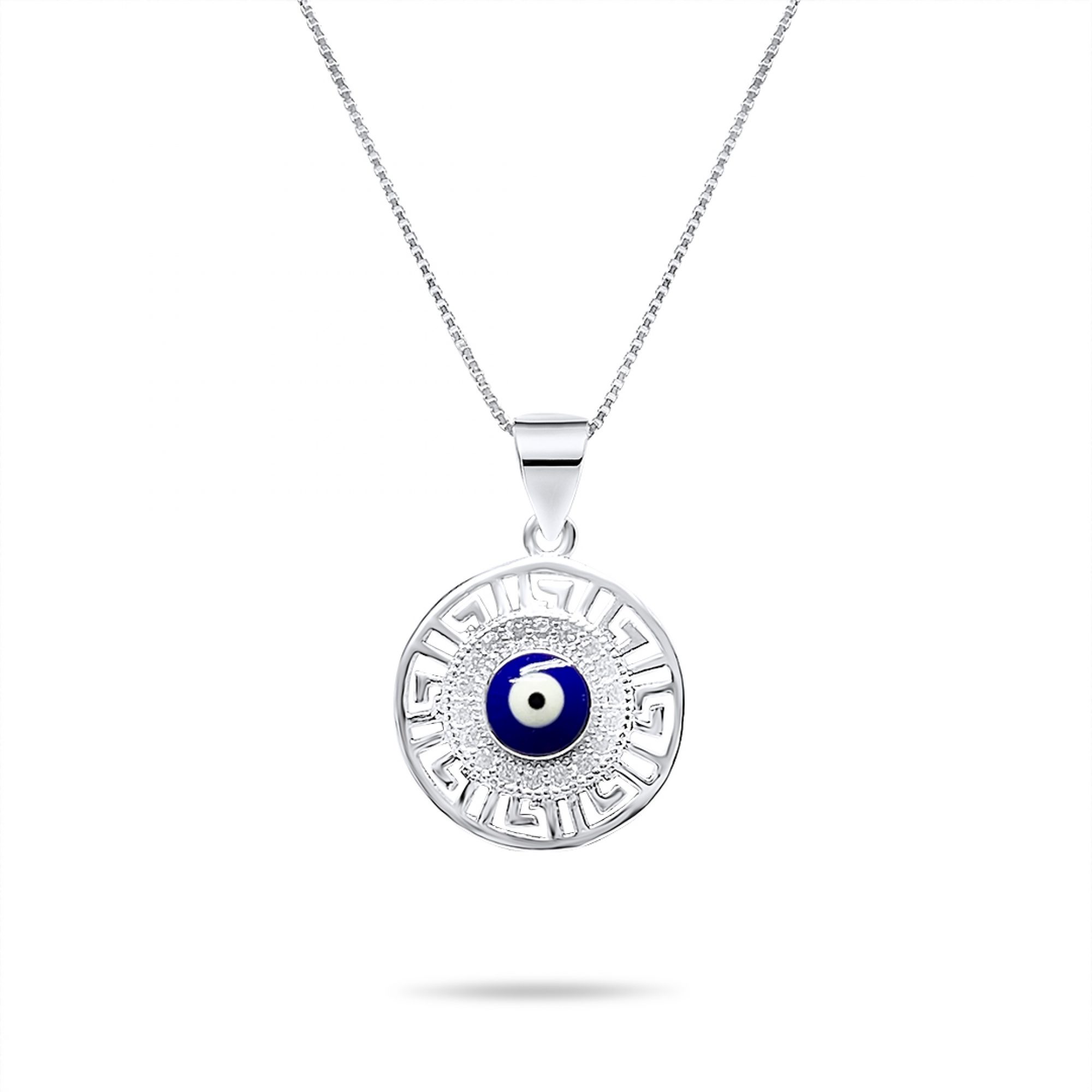 Eye pendant necklace with zircon stones