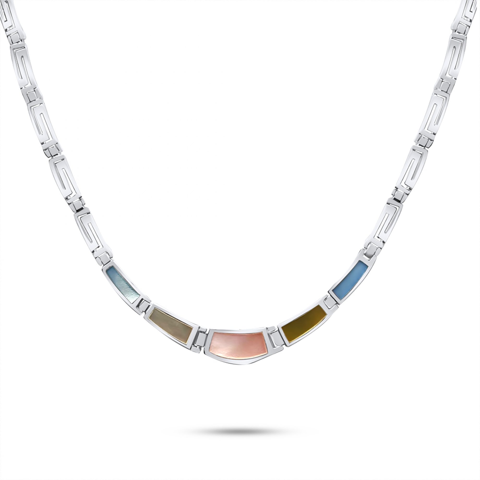 Meander necklace with mother of pearl stones