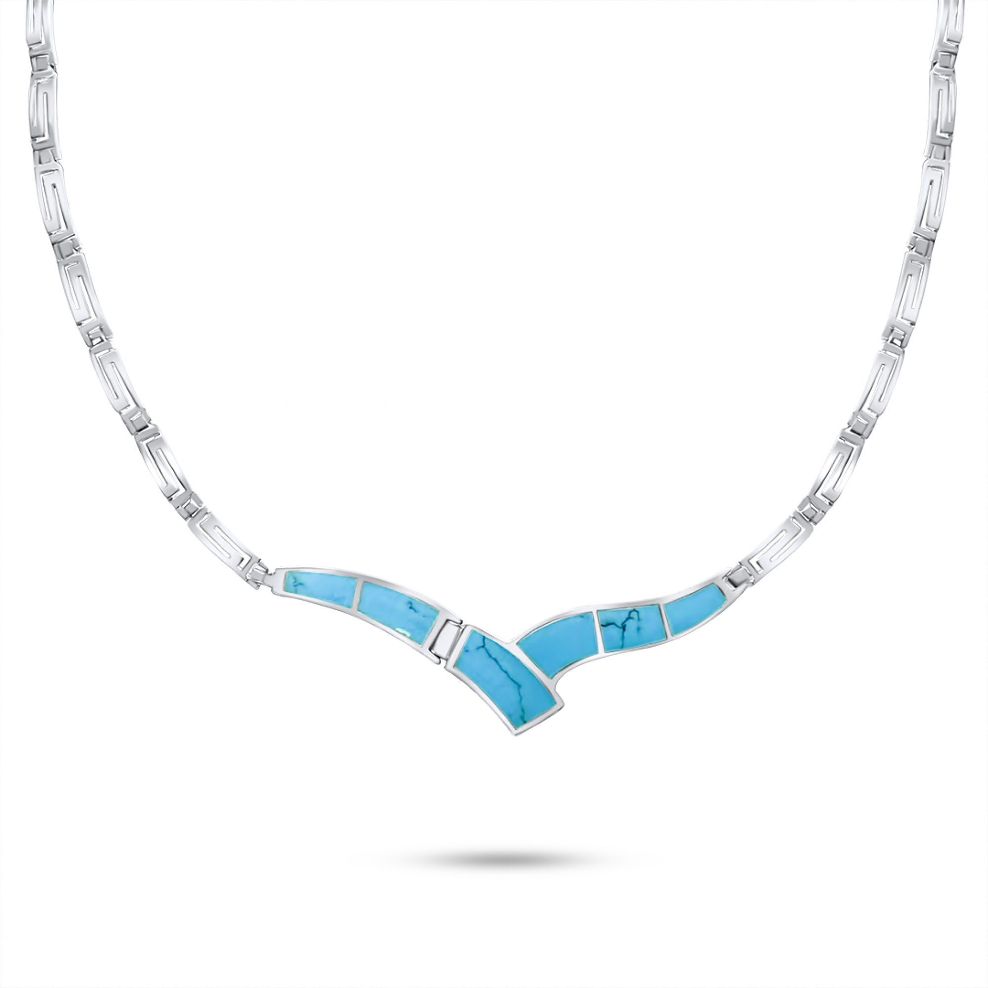 Meander necklace with turquoise stones