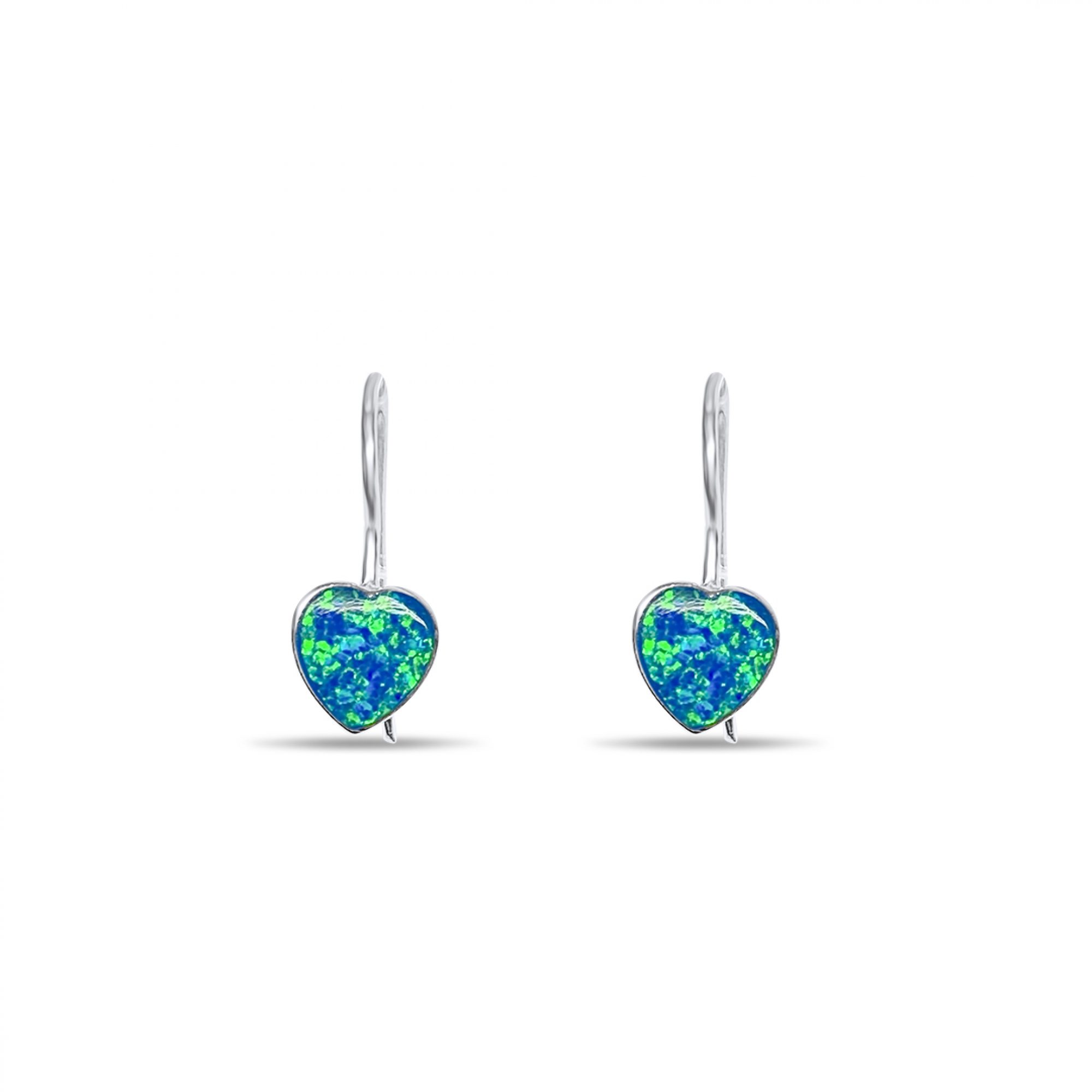 Dangle heart opal earrings