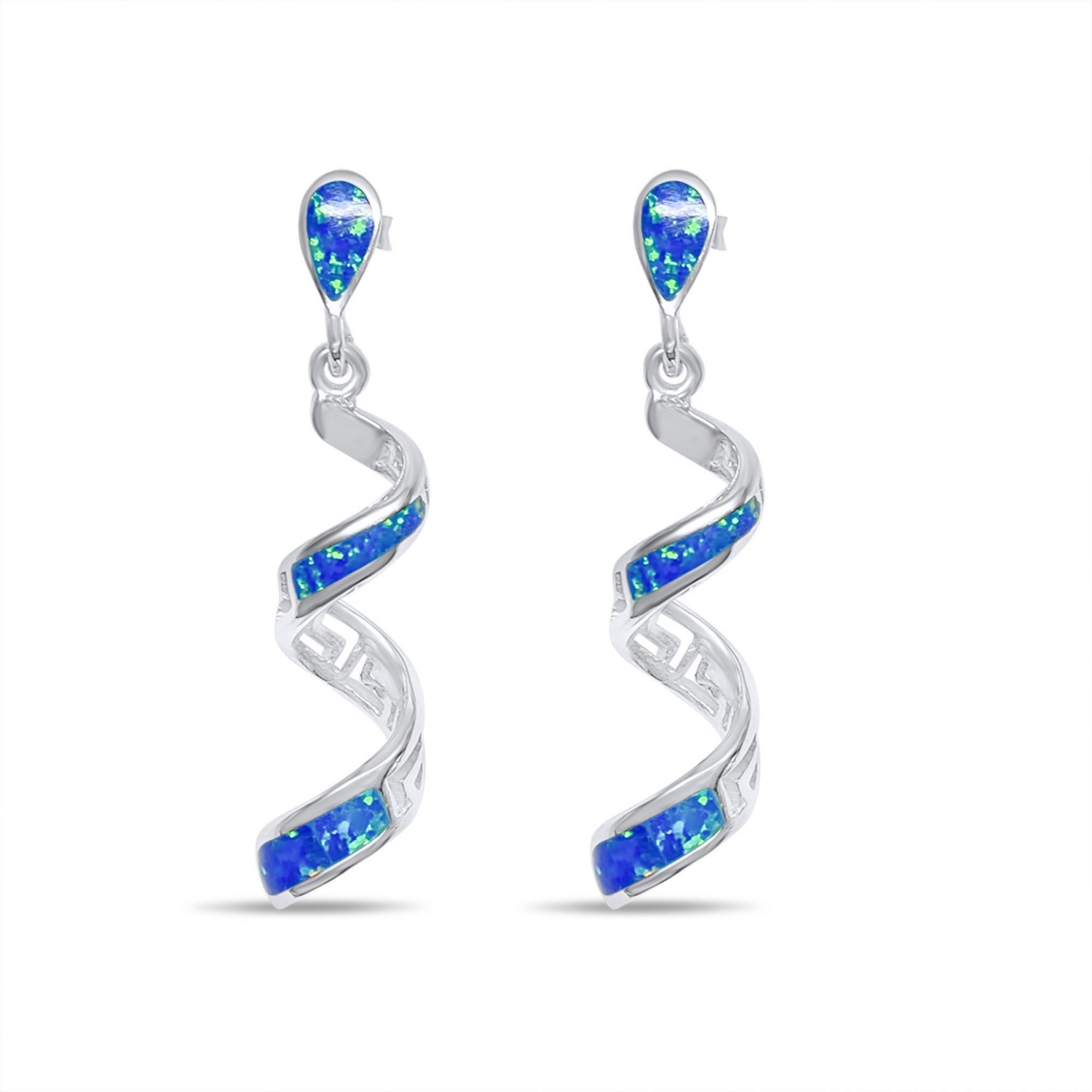 Dangle opal earrings with meander