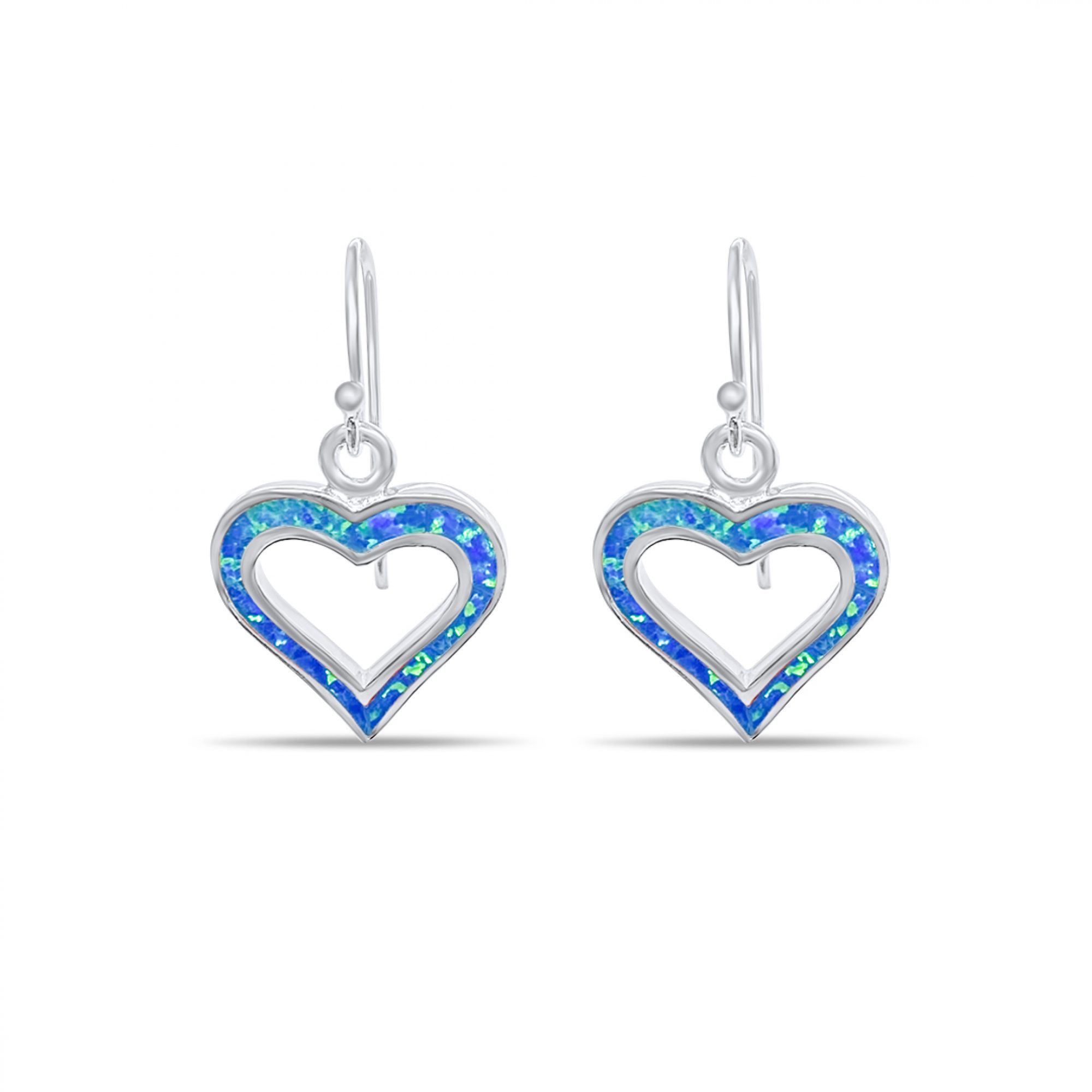 Dangle heart opal earrings 