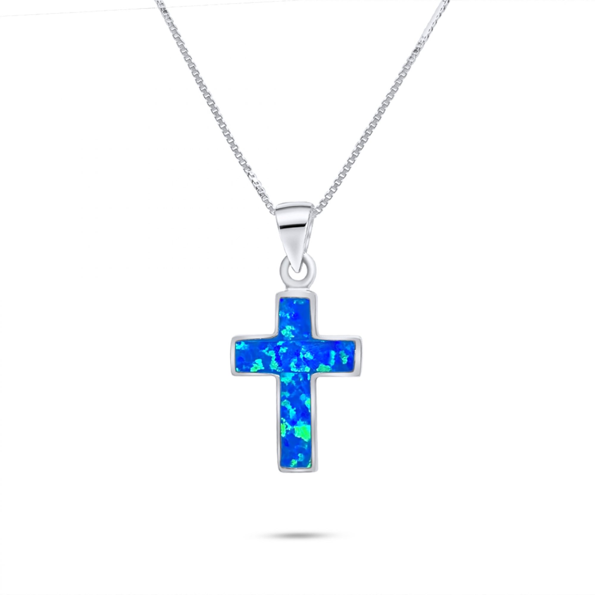 Opal cross pendant