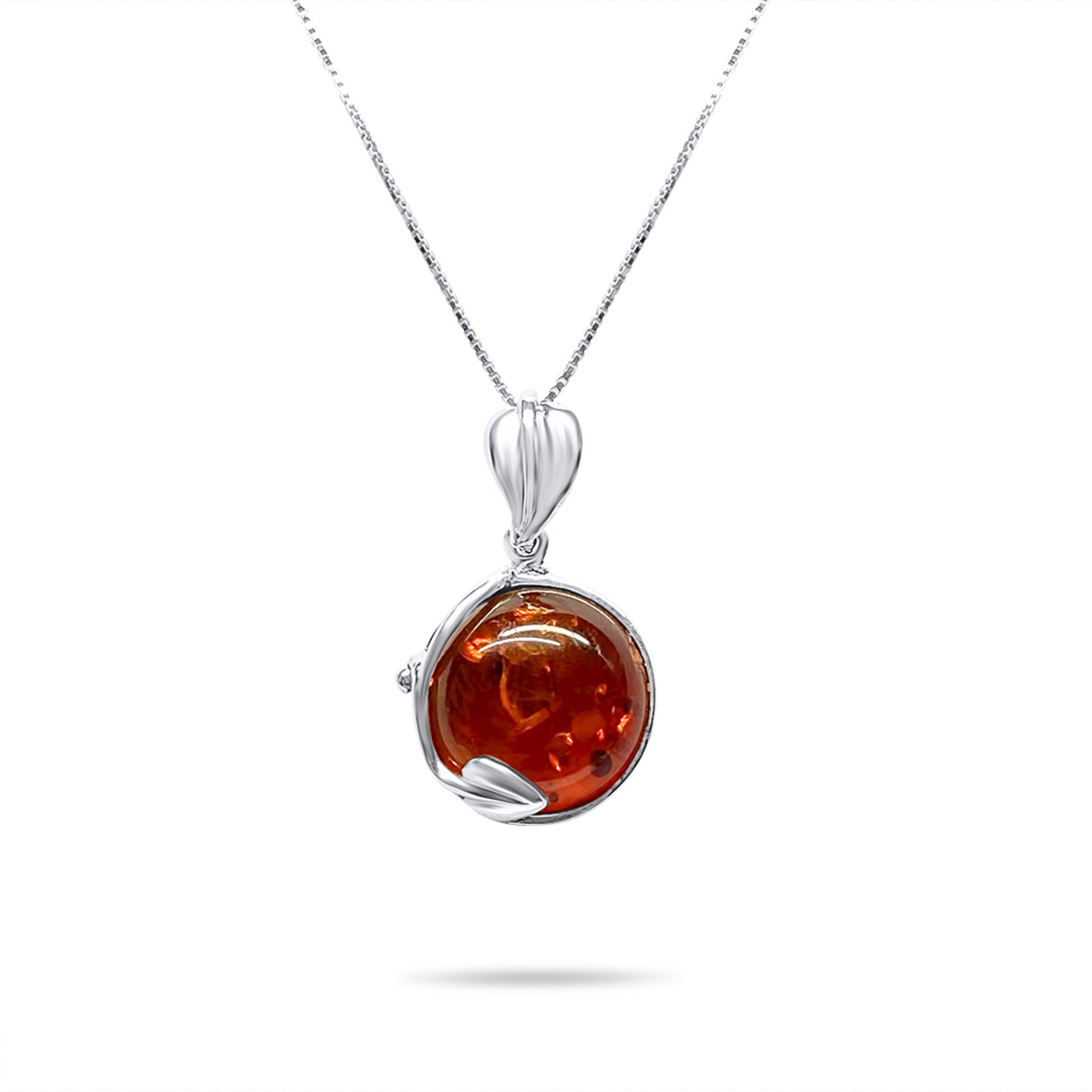 Amber silver necklace