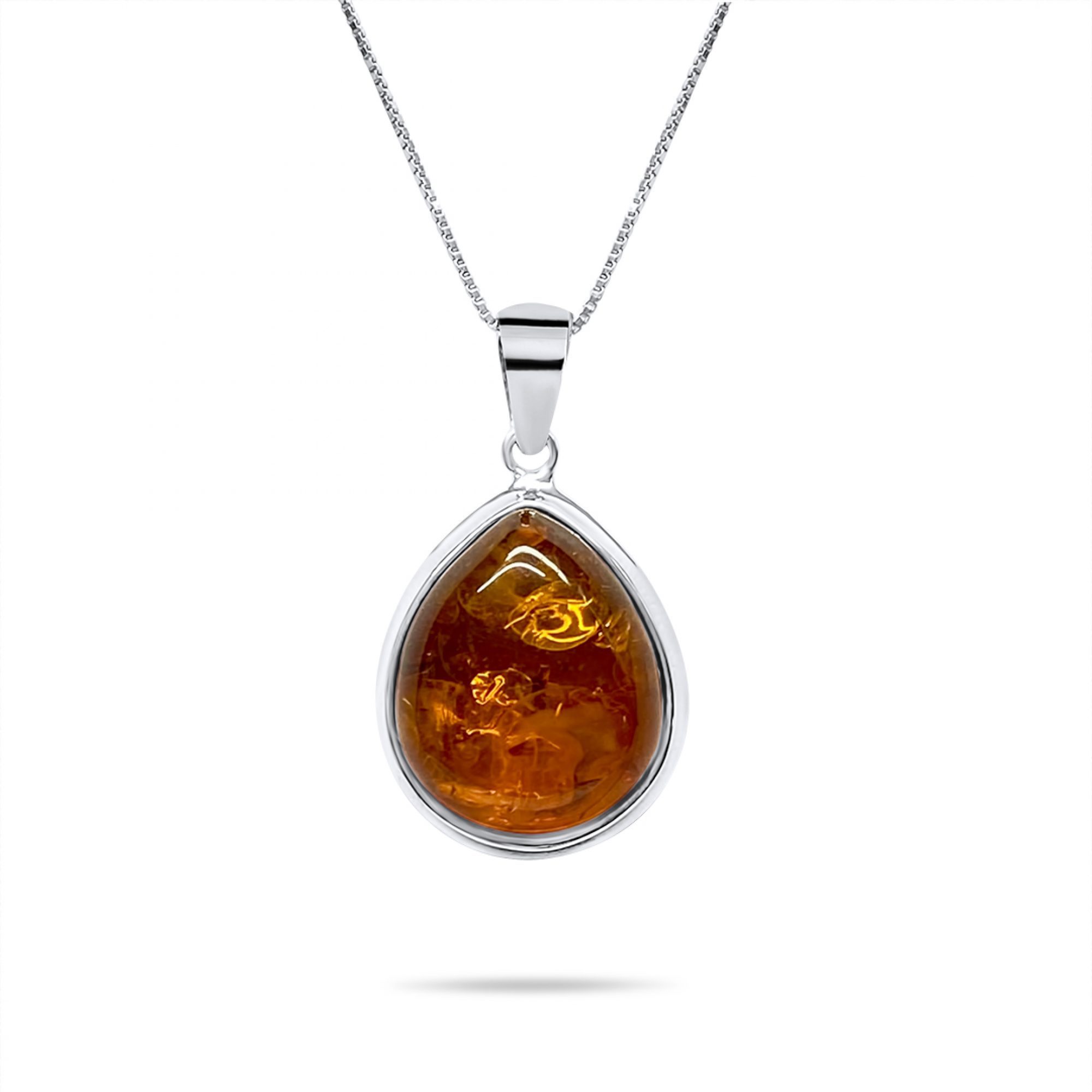 Amber silver necklace