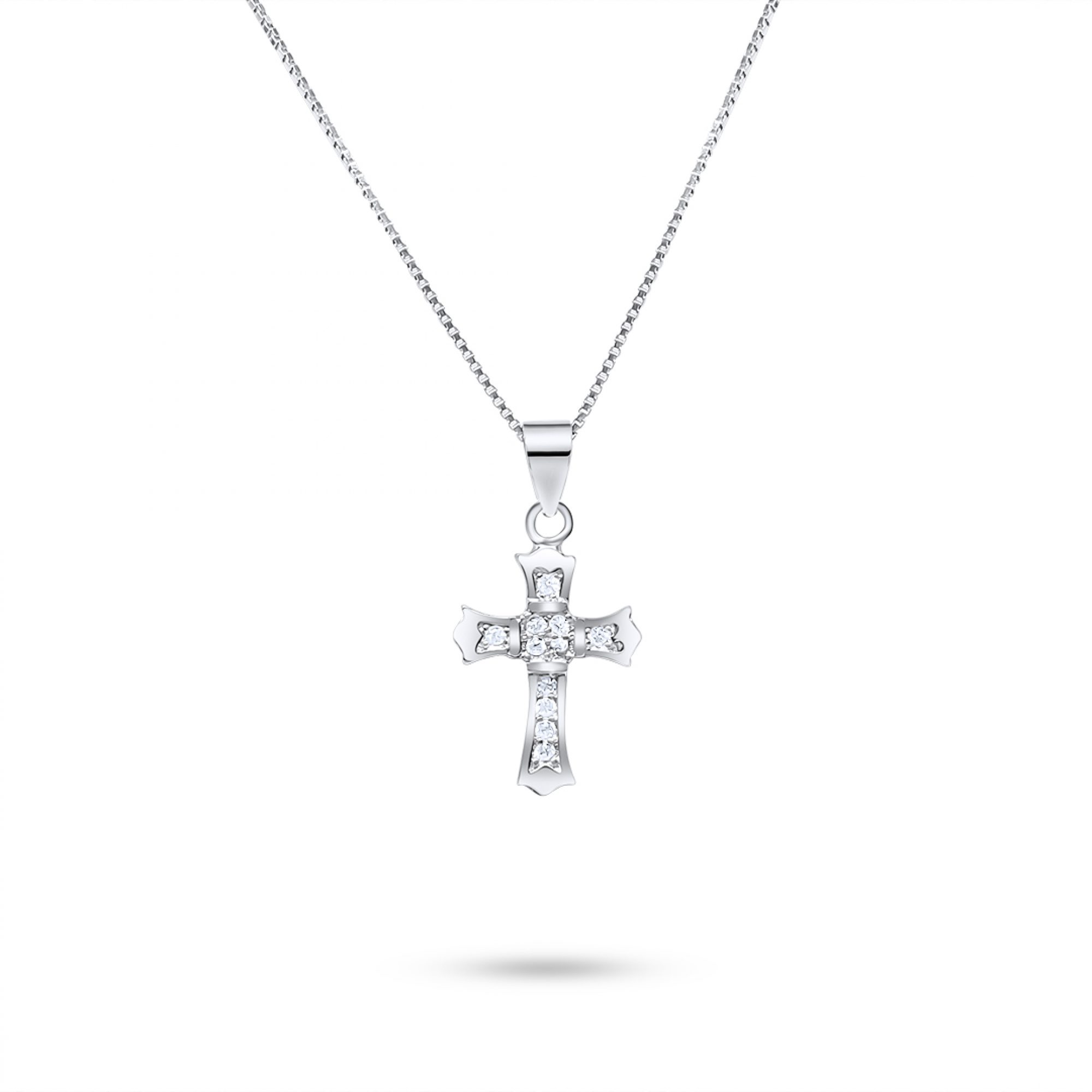 Cross necklace with zircon stones