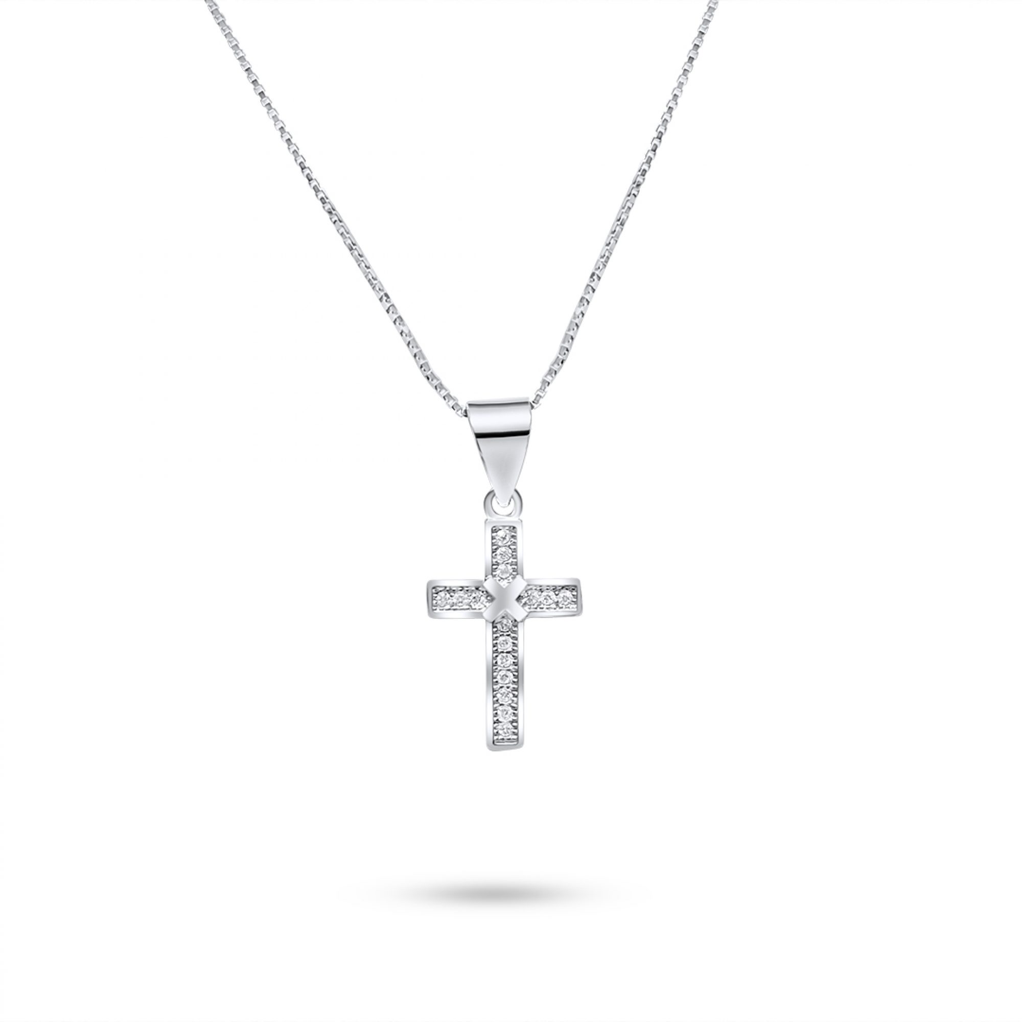 Cross necklace with zircon stones