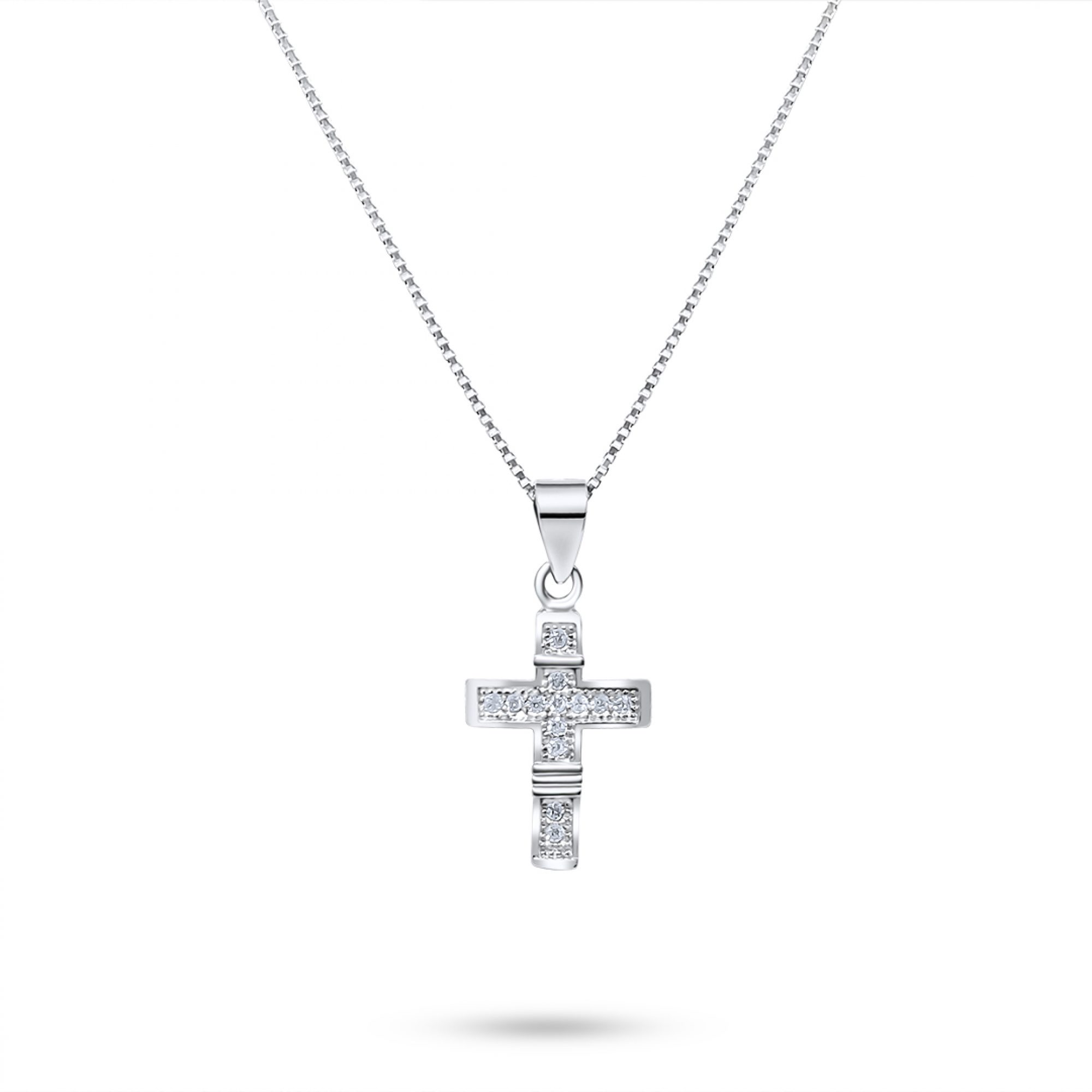 Cross necklace with zircon stones