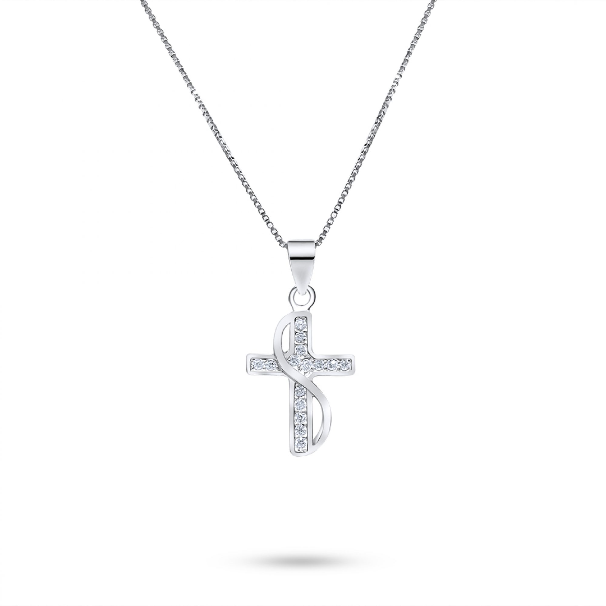 Cross necklace with zircon stones