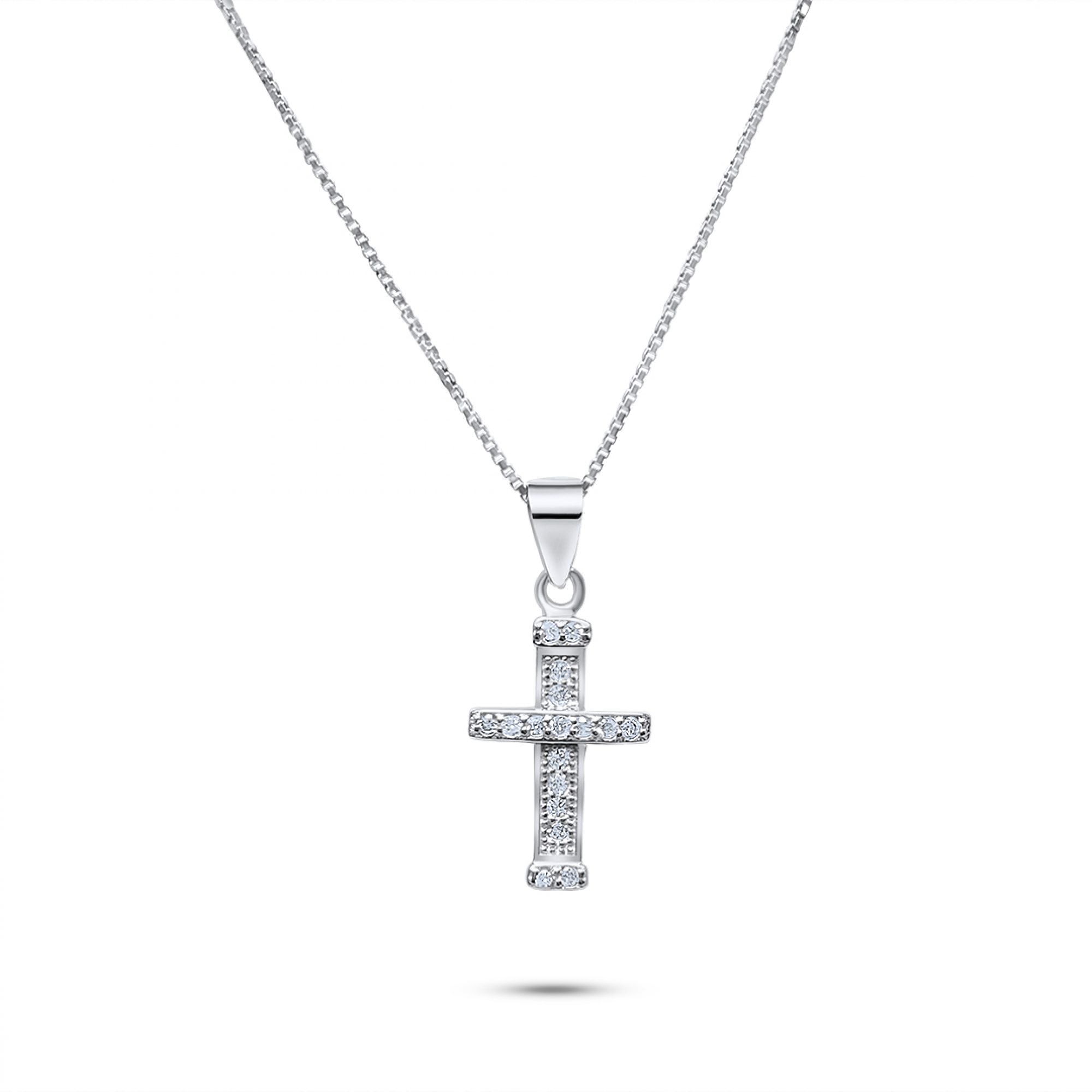 Cross necklace with zircon stones