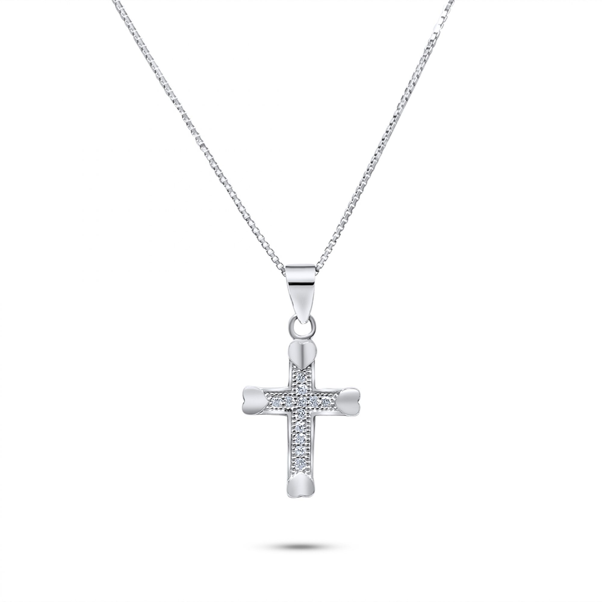 Cross necklace with zircon stones