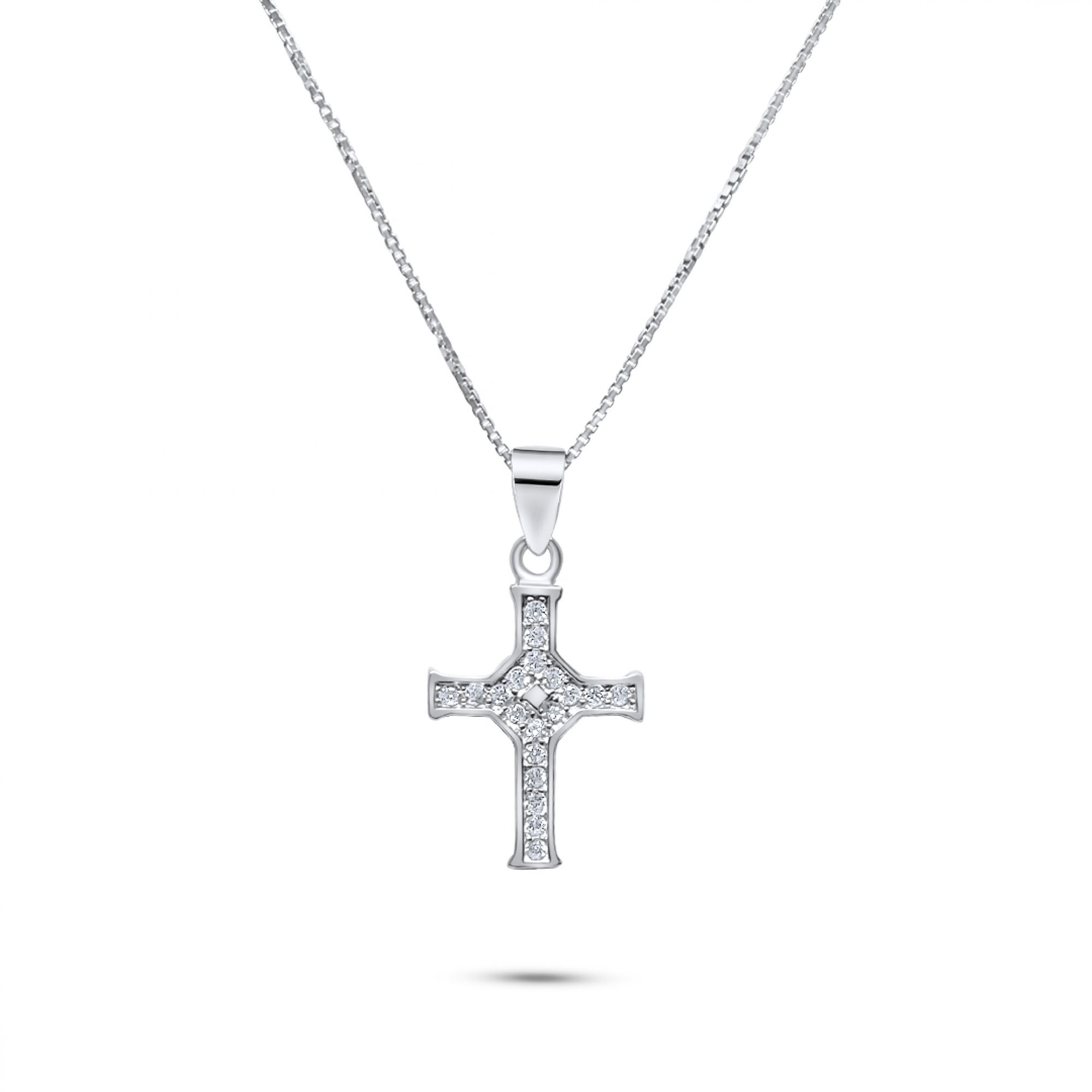 Cross necklace with zircon stones