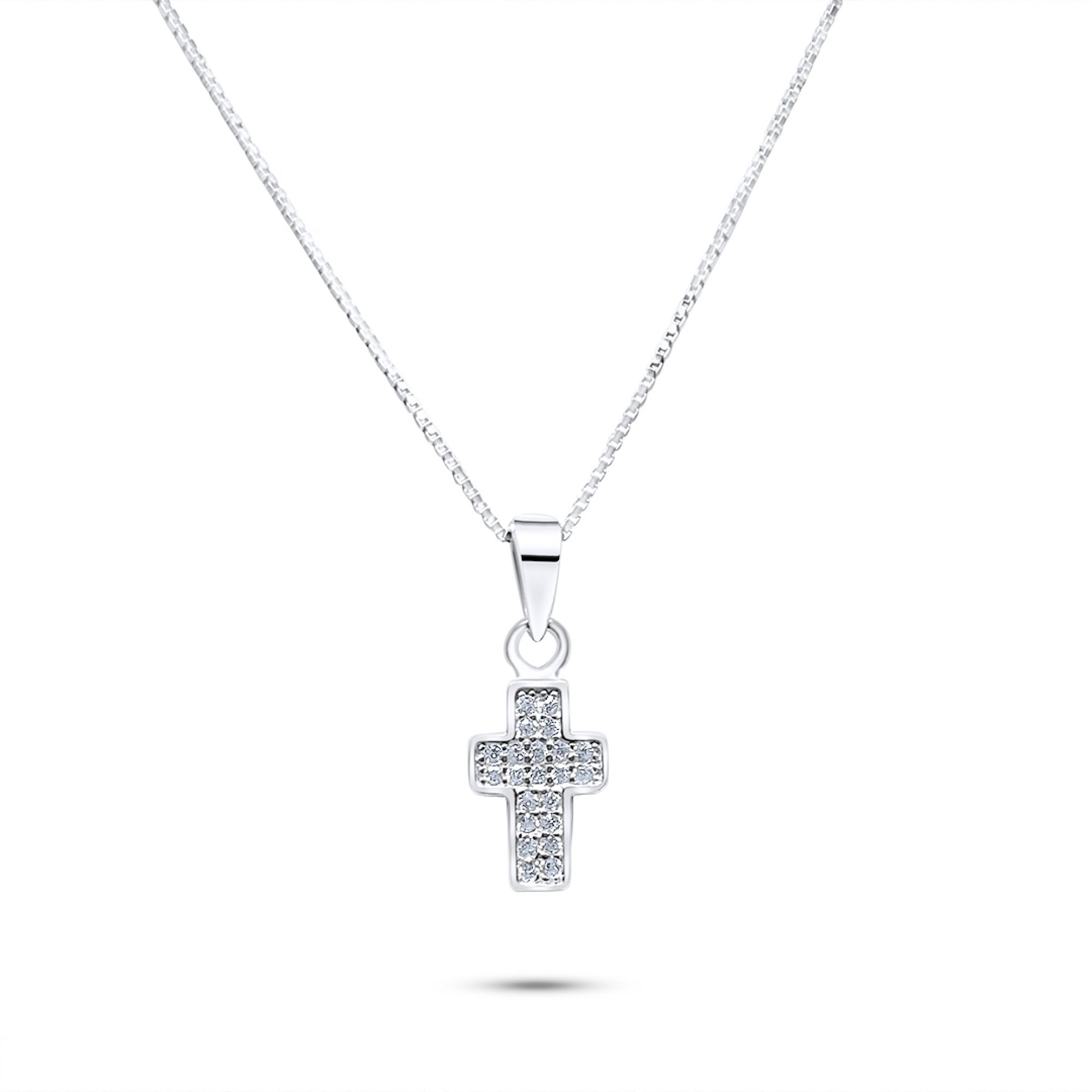 Cross necklace with zircon stones