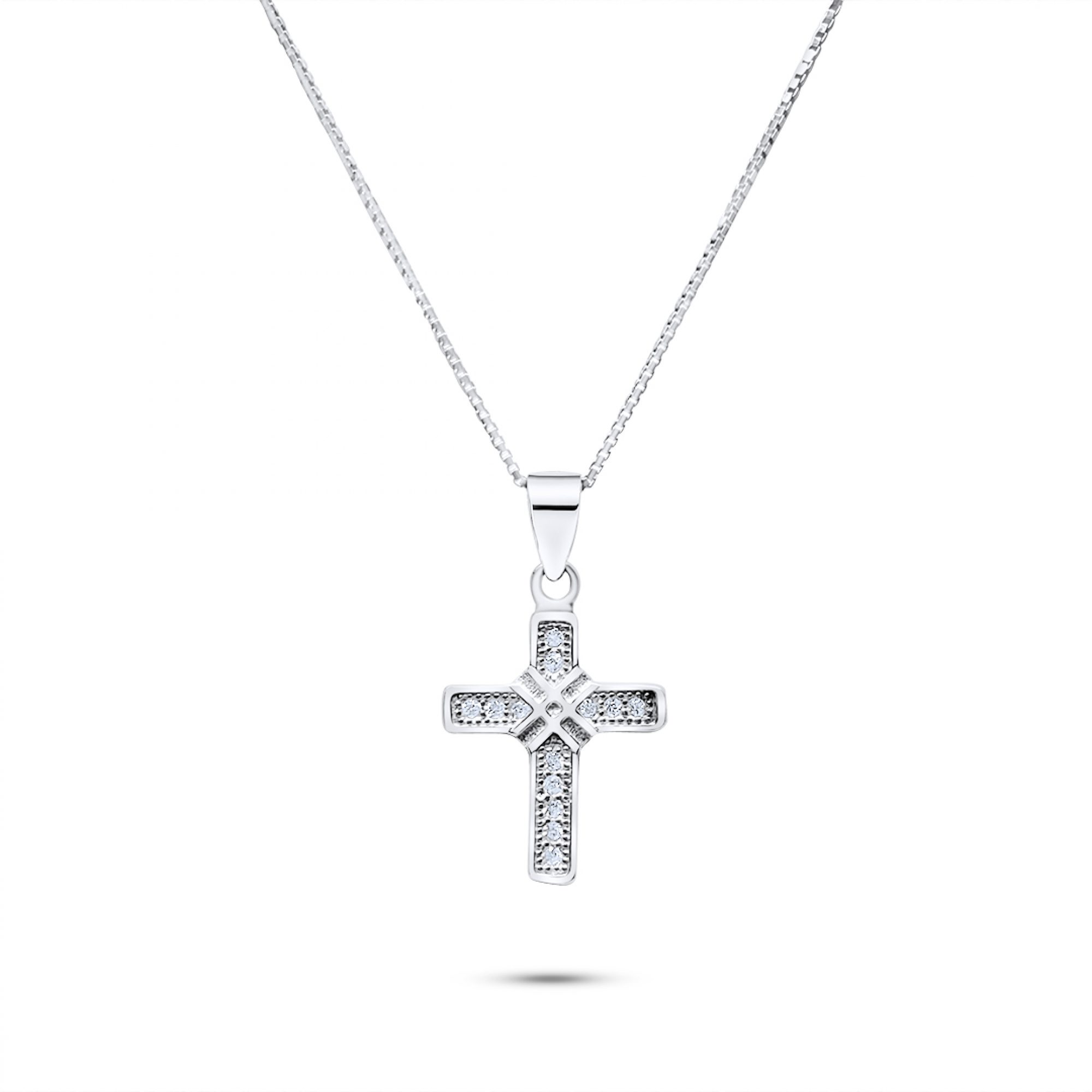 Cross necklace with zircon stones