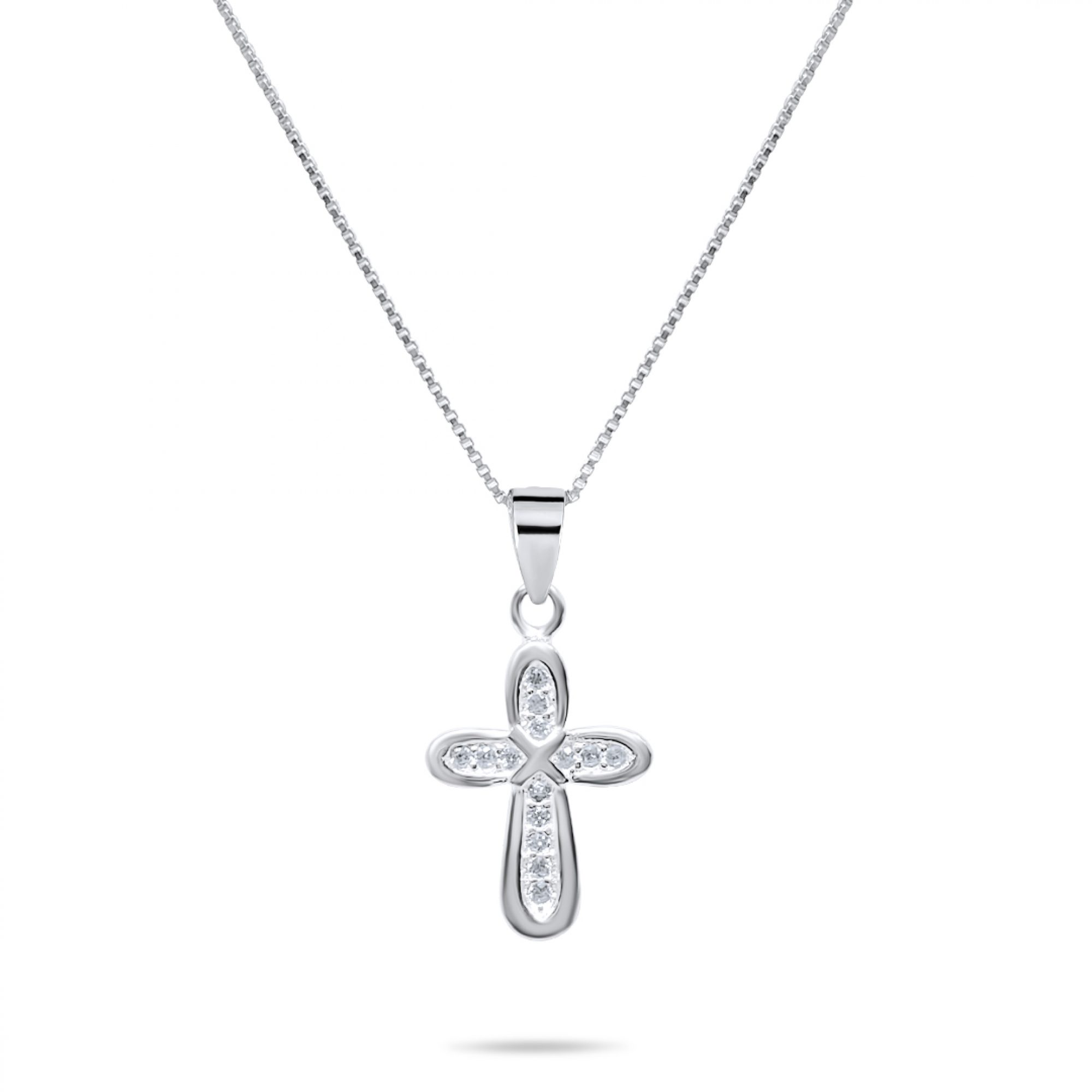 Cross necklace with zircon stones