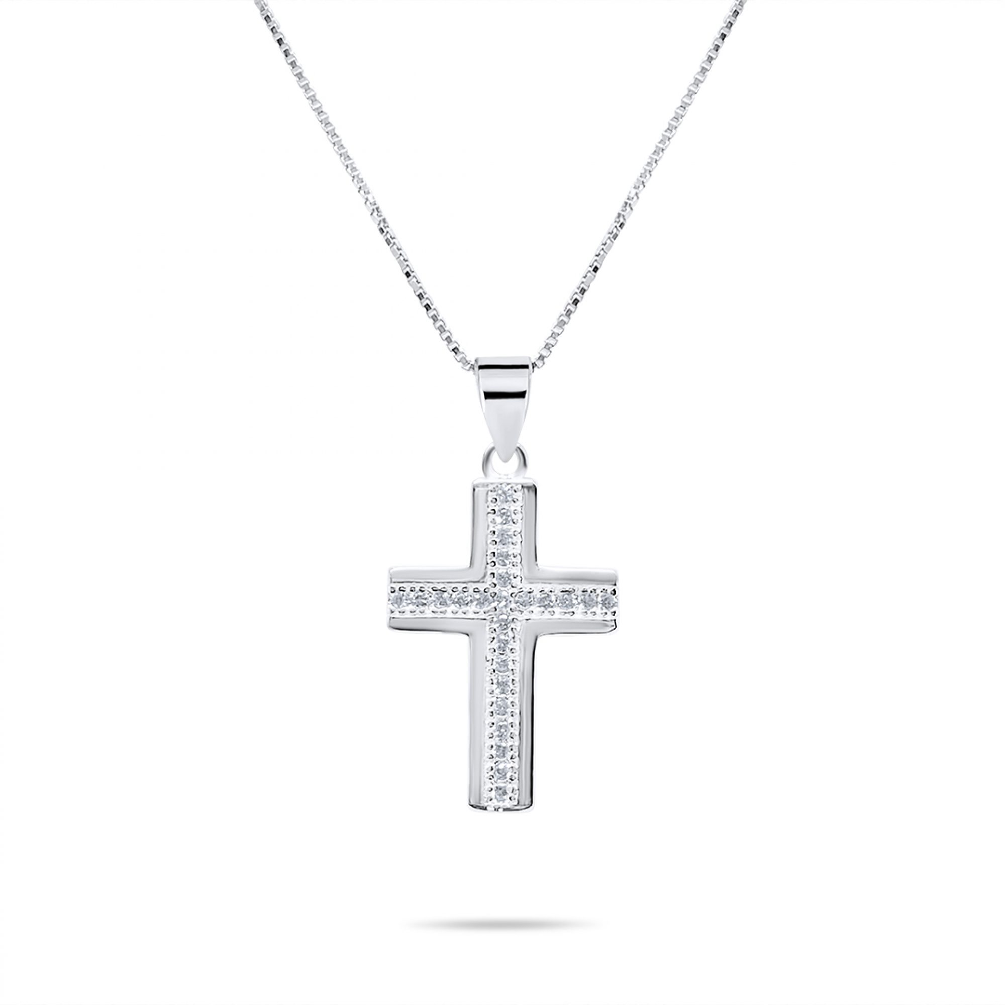 Cross necklace with zircon stones