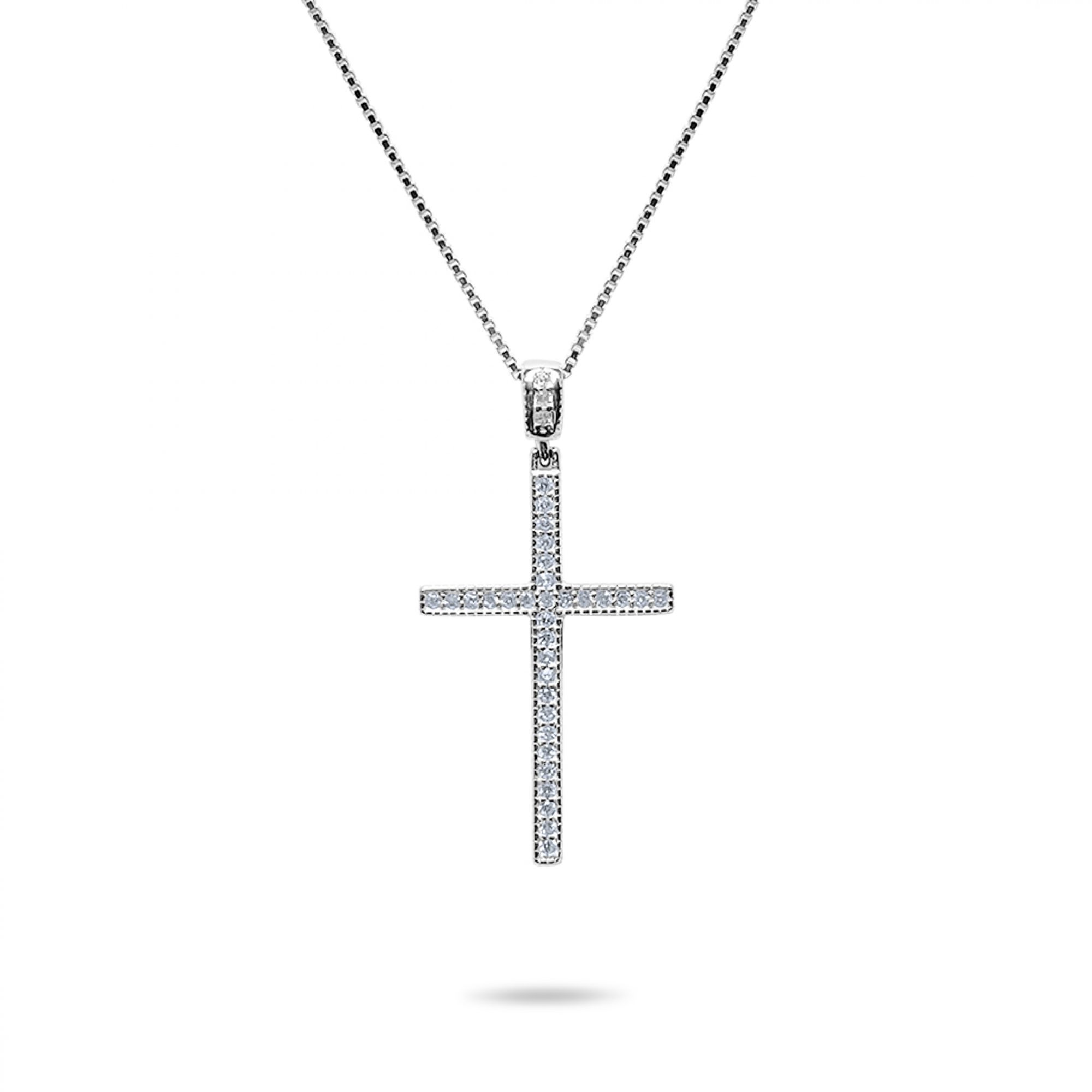 Cross necklace with zircon stones