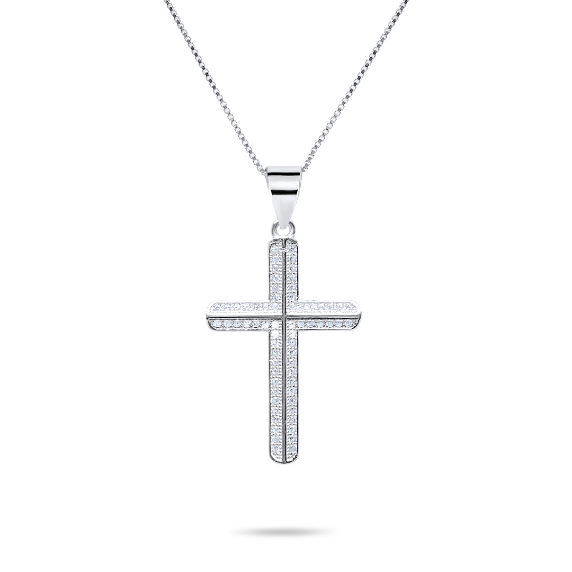 Cross necklace with zircon stones