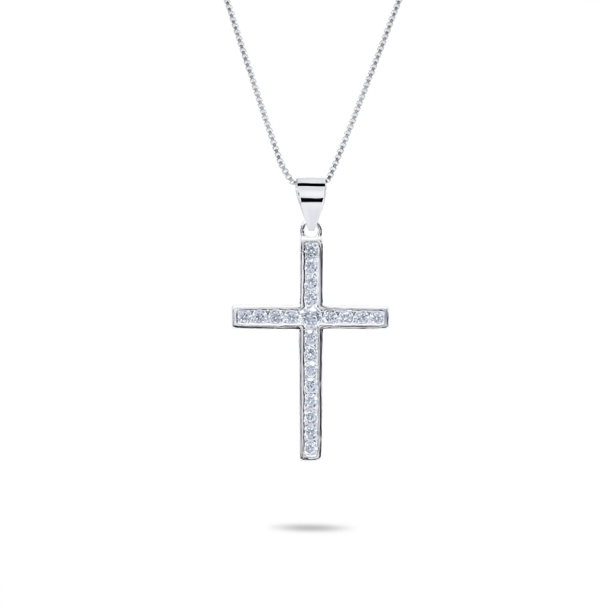 Cross necklace with zircon stones