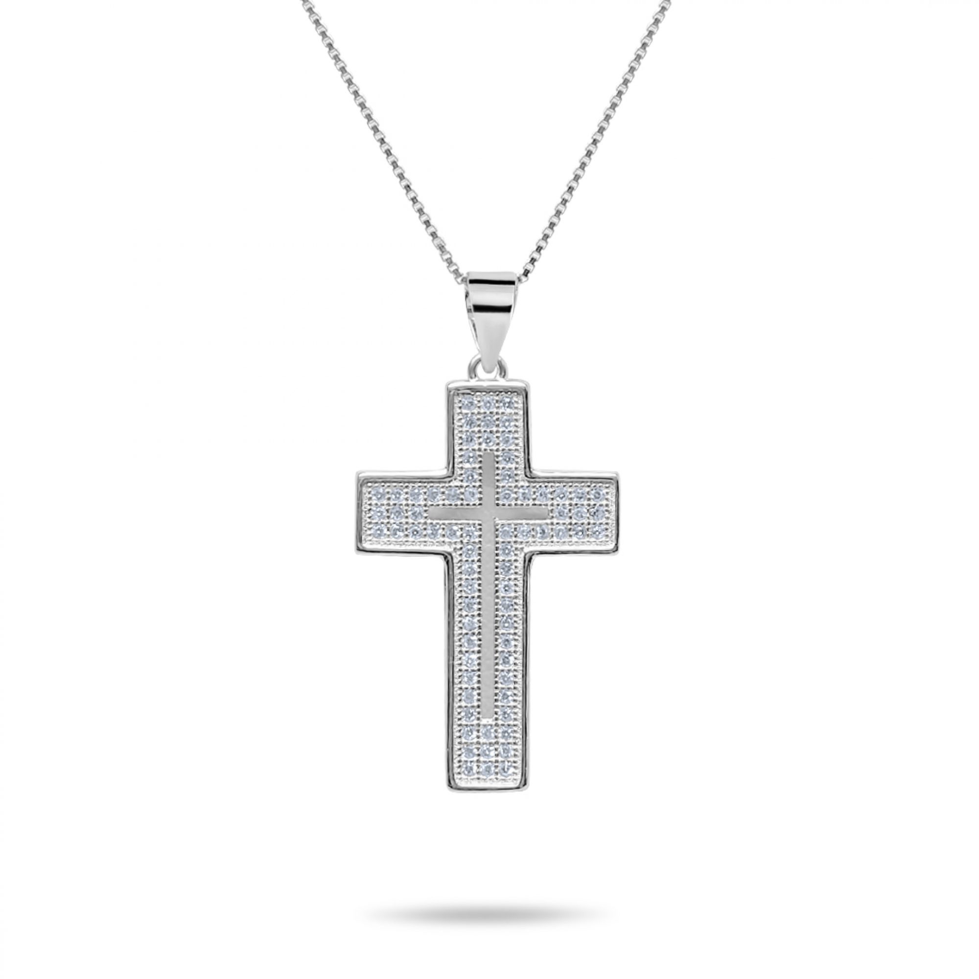 Cross necklace with zircon stones