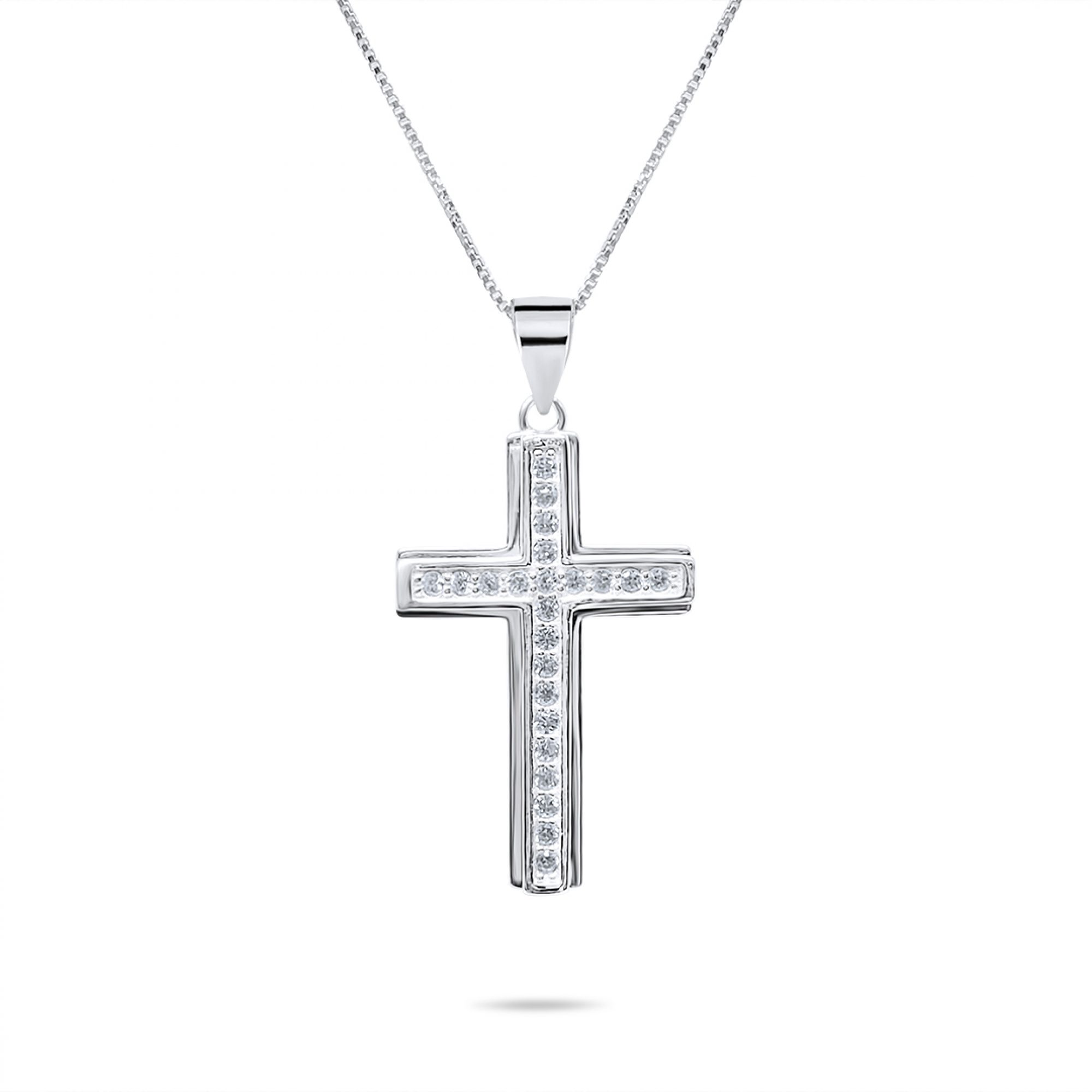 Cross necklace with zircon stones