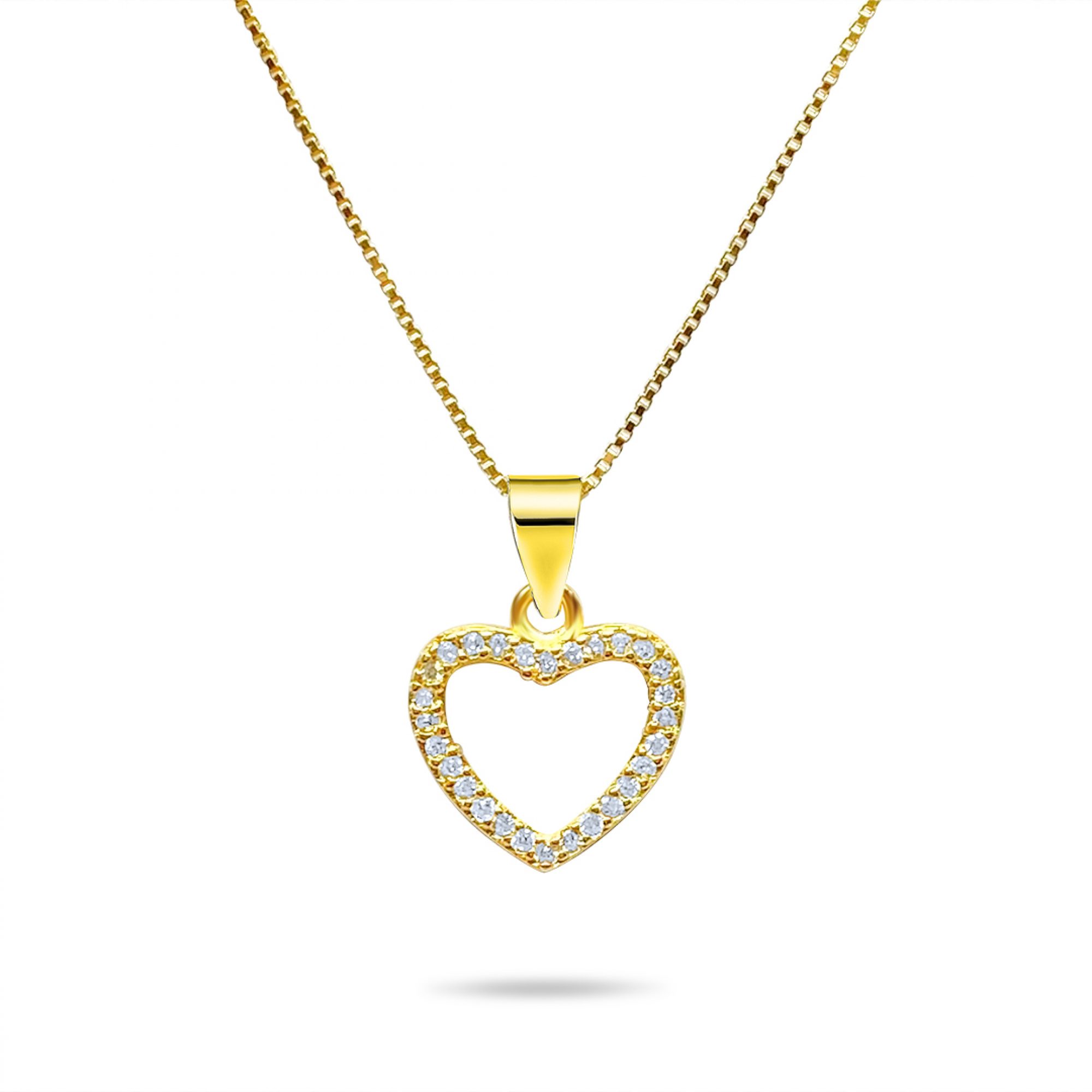 Gold plated heart necklace with zircon stones 